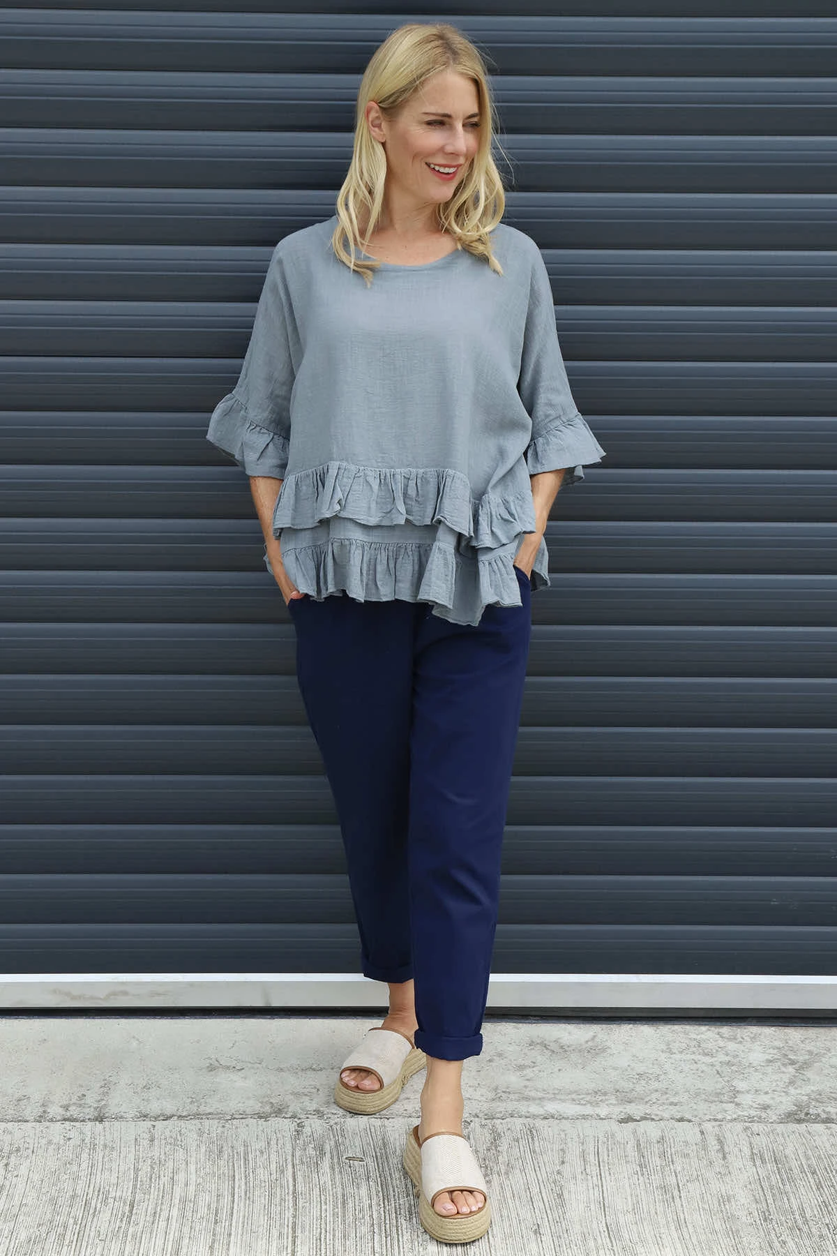 Allena Frill Top Mid Grey 4 Allena Frill Top Mid Grey - Image 2