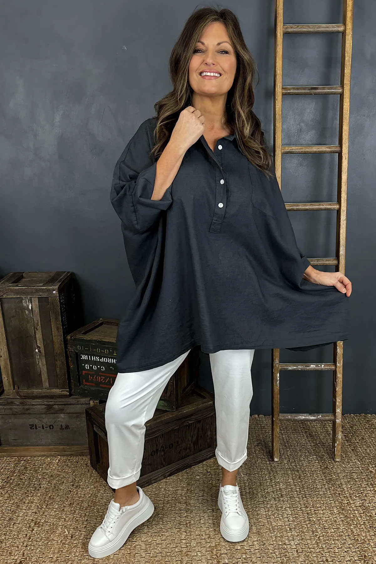 Par Linen Shirt Charcoal 5 Par Linen Shirt Charcoal - Image 3