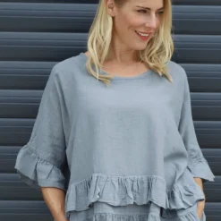 Allena Frill Top Mid Grey