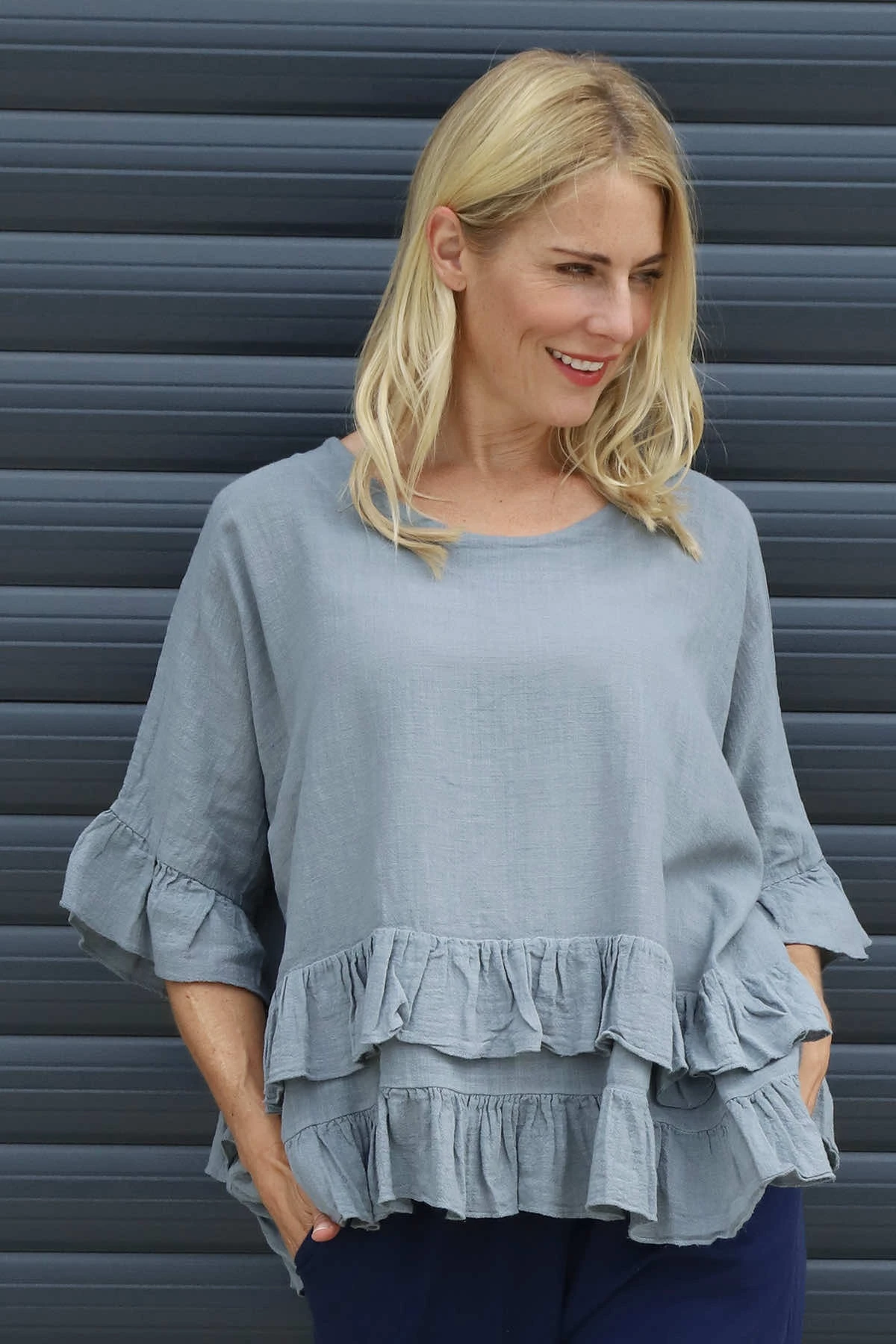 Allena Frill Top Mid Grey 3 Allena Frill Top Mid Grey