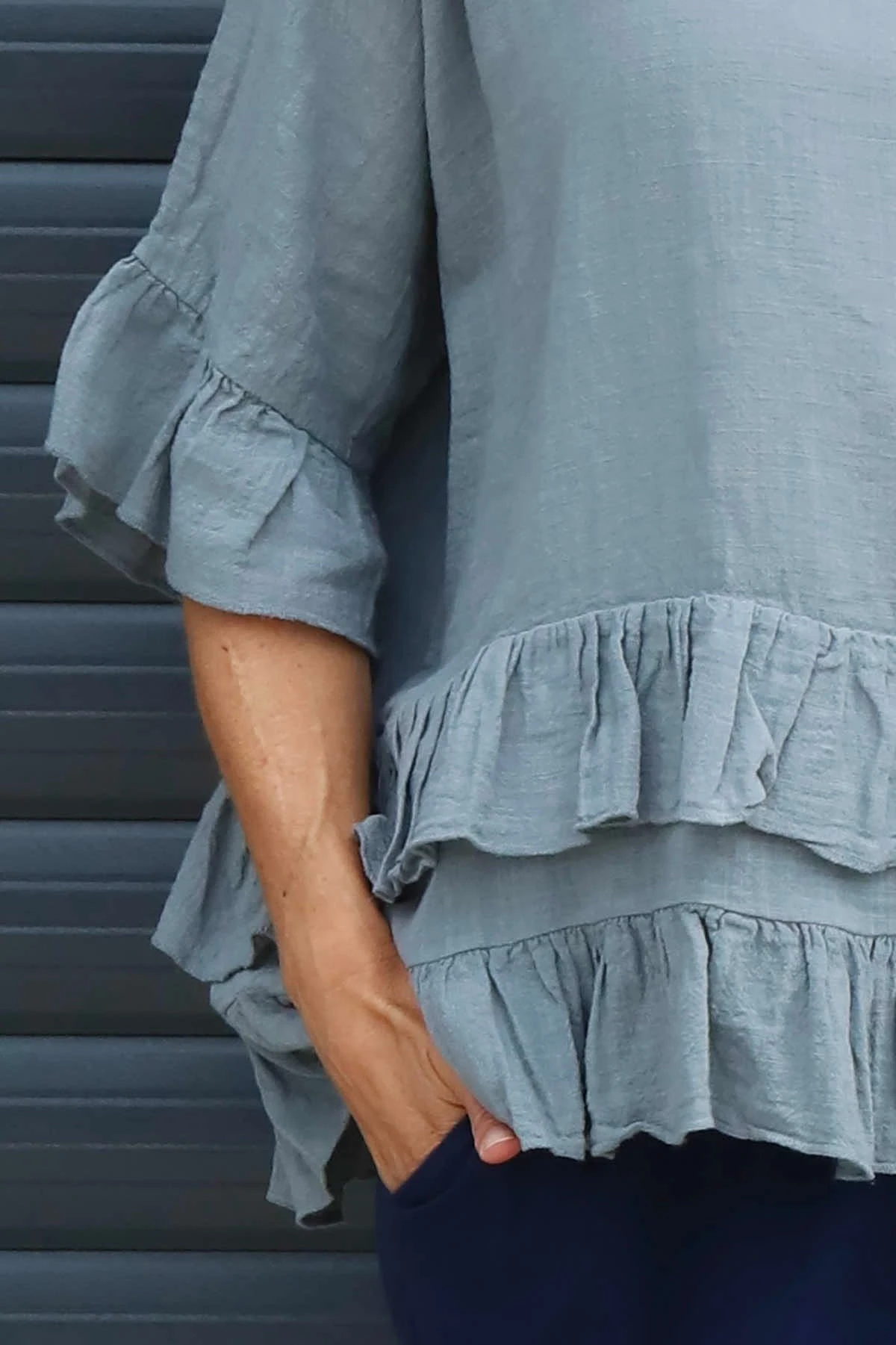 Allena Frill Top Mid Grey 5 Allena Frill Top Mid Grey - Image 3