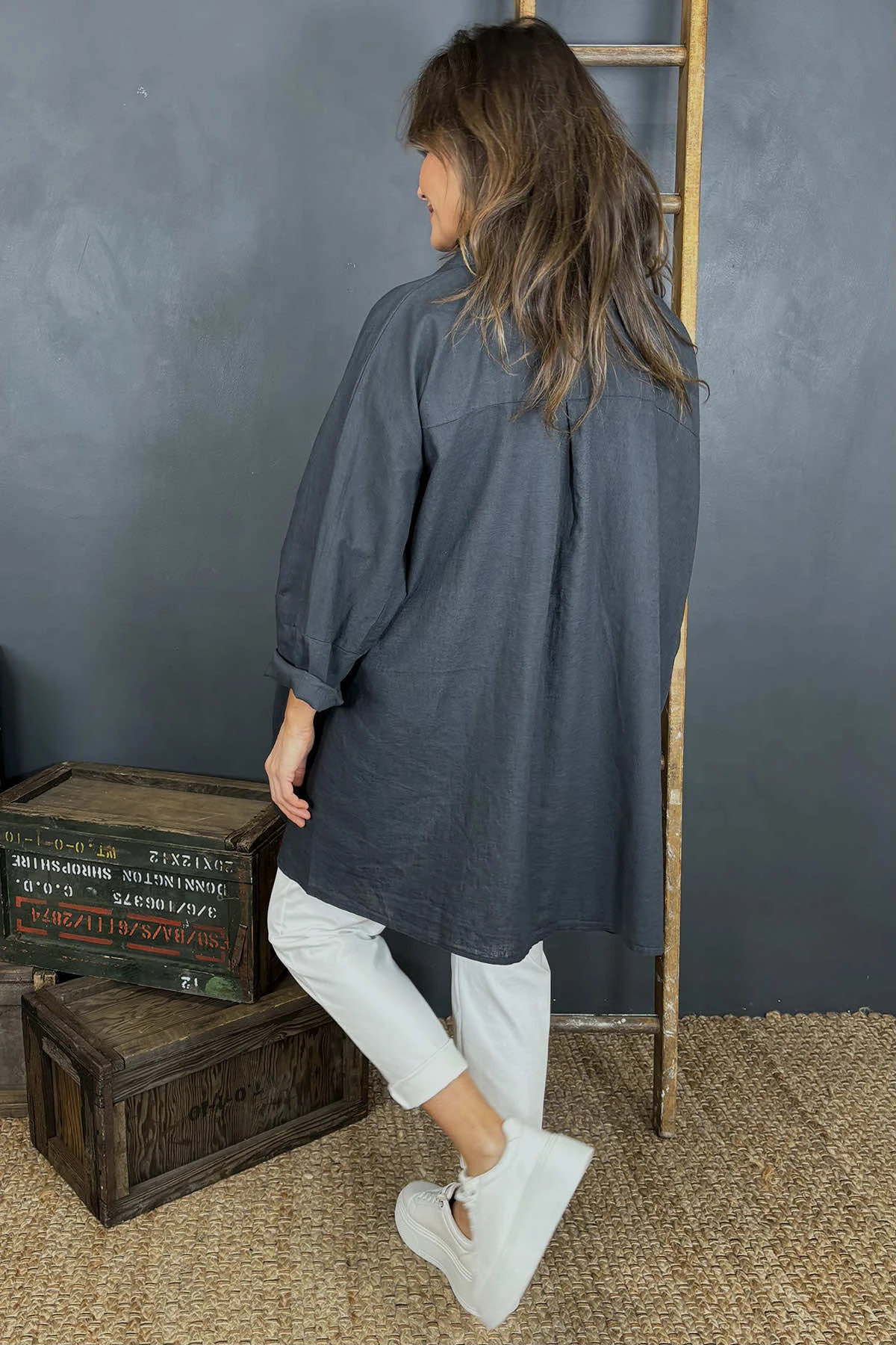 Par Linen Shirt Charcoal 6 Par Linen Shirt Charcoal - Image 4
