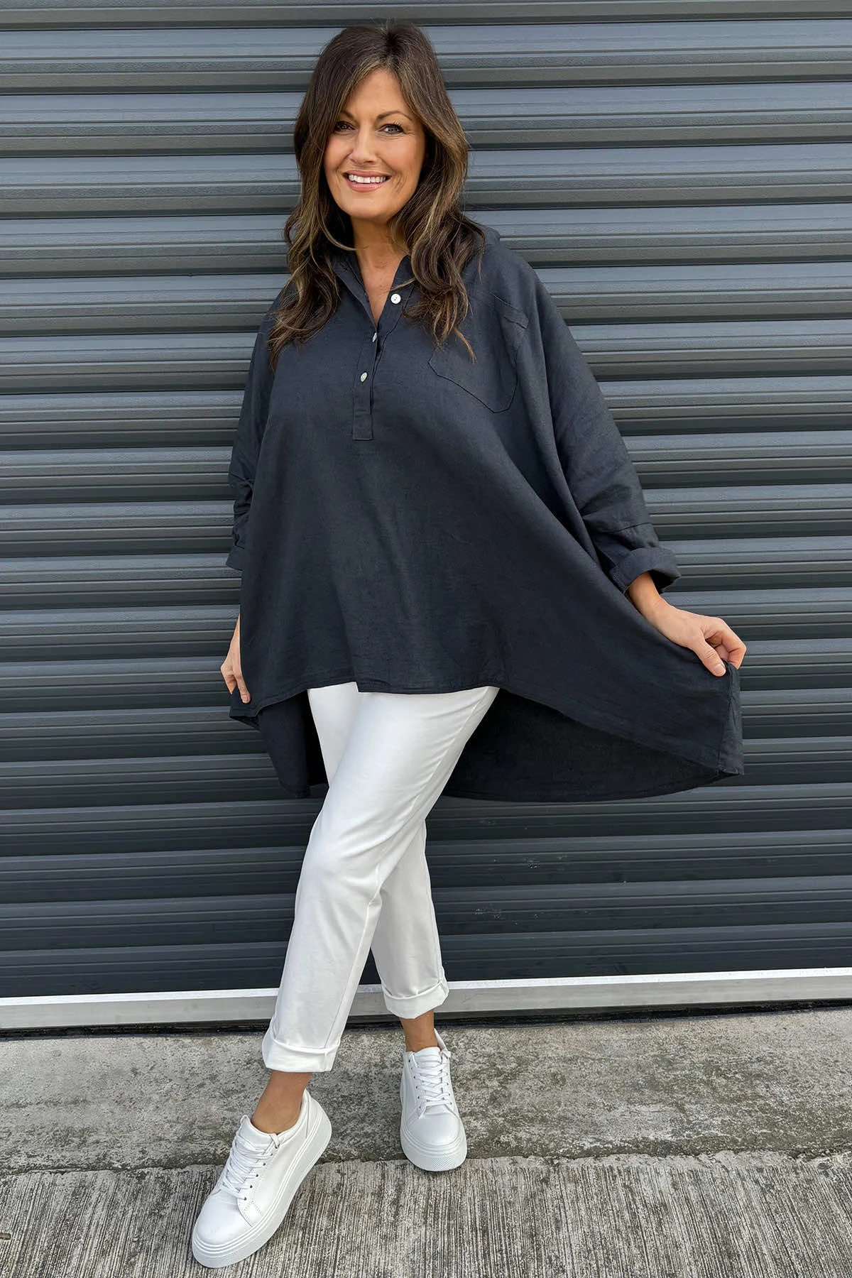 Par Linen Shirt Charcoal 4 Par Linen Shirt Charcoal - Image 2