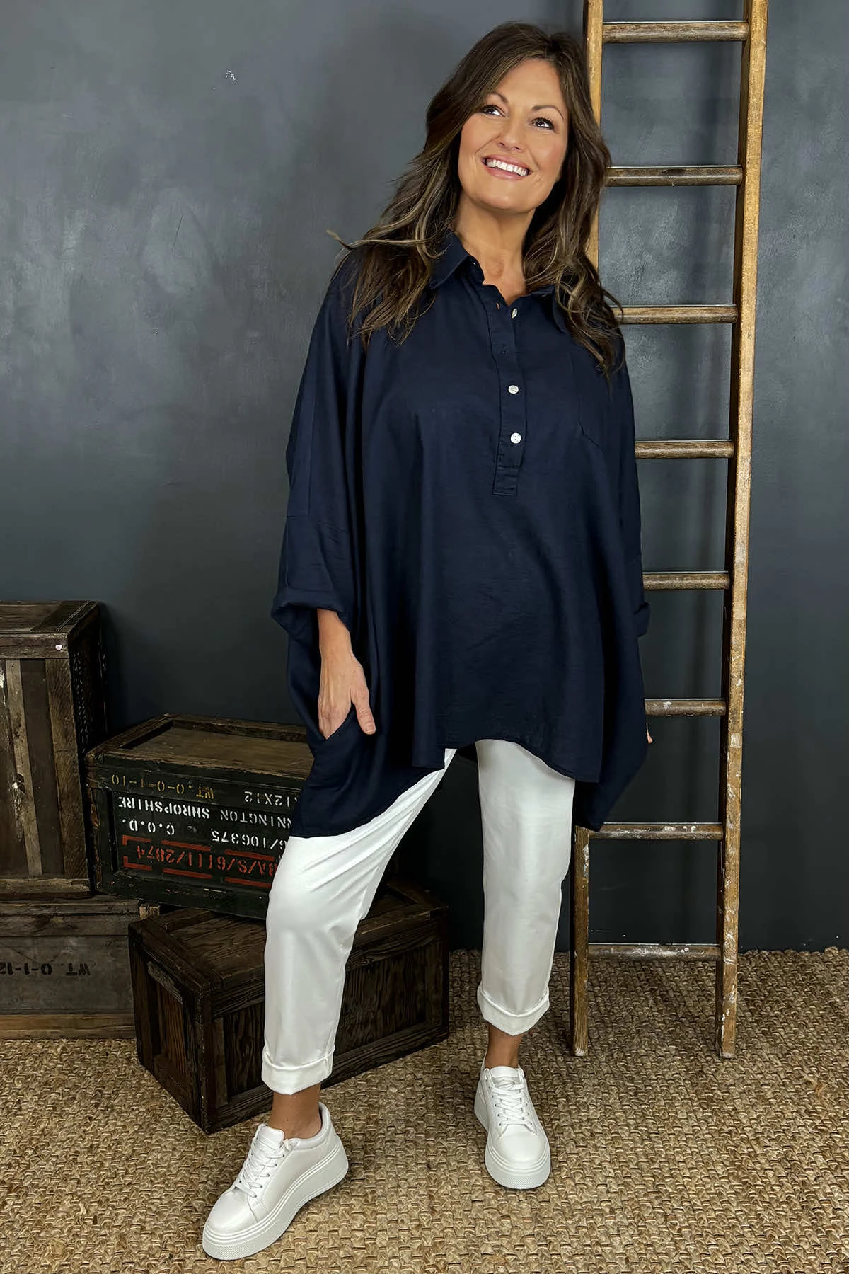 Par Linen Shirt Navy 5 Par Linen Shirt Navy - Image 3