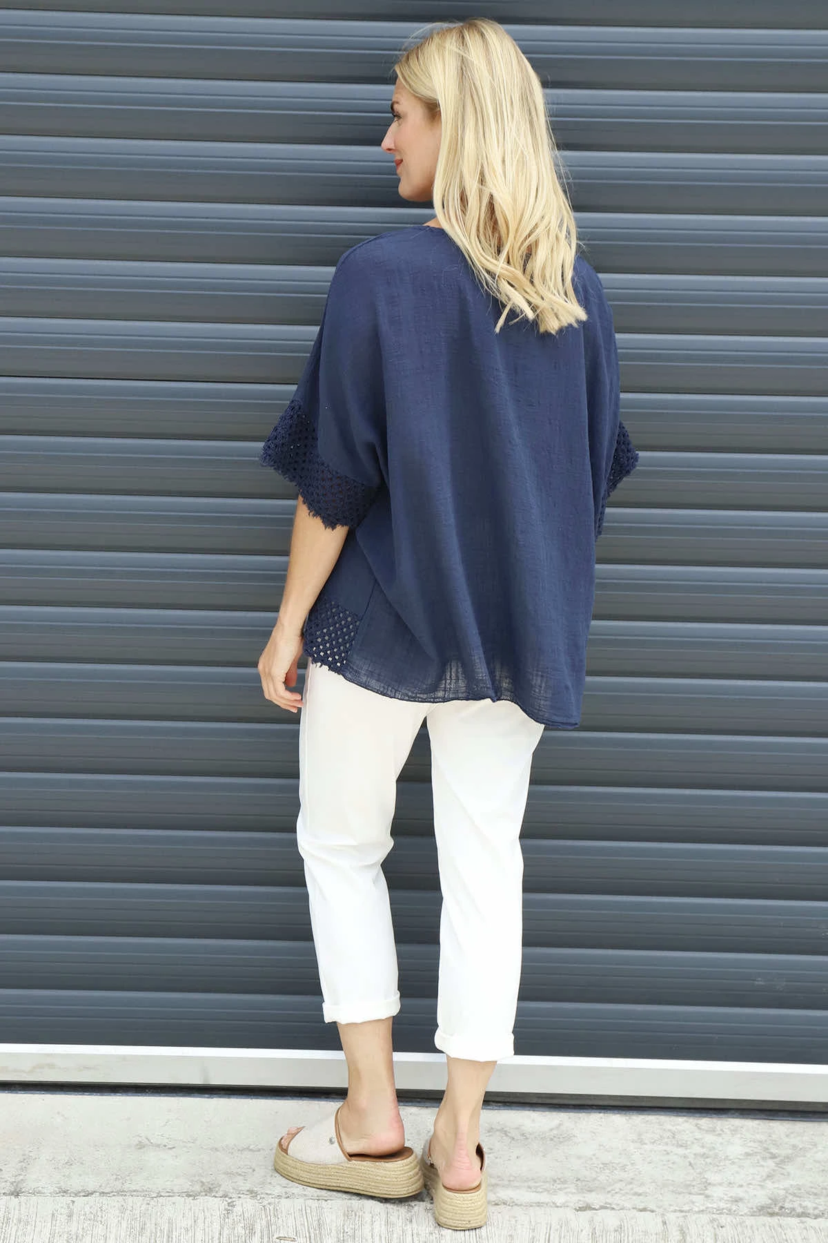 Livie Pocket Cotton Top Navy 6 Livie Pocket Cotton Top Navy - Image 4