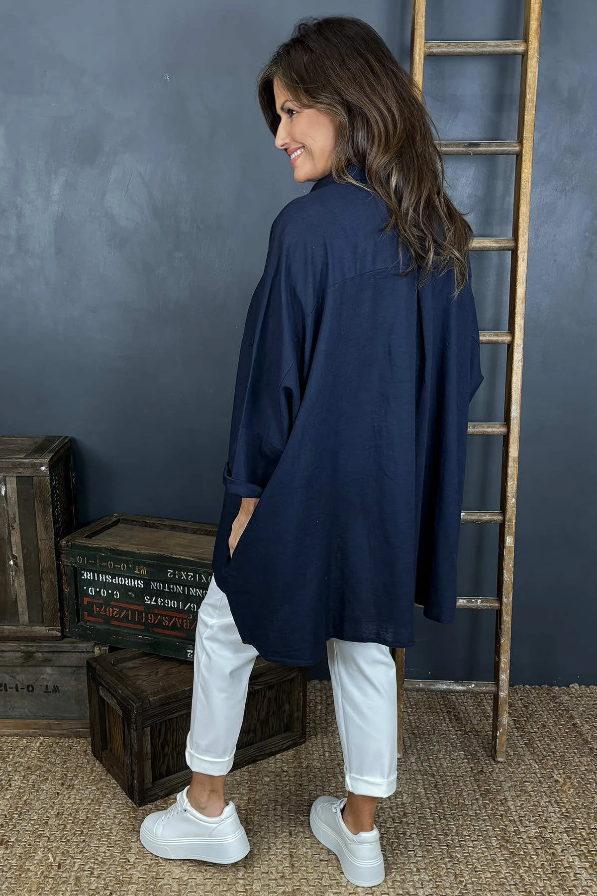 Par Linen Shirt Navy 6 Par Linen Shirt Navy - Image 4