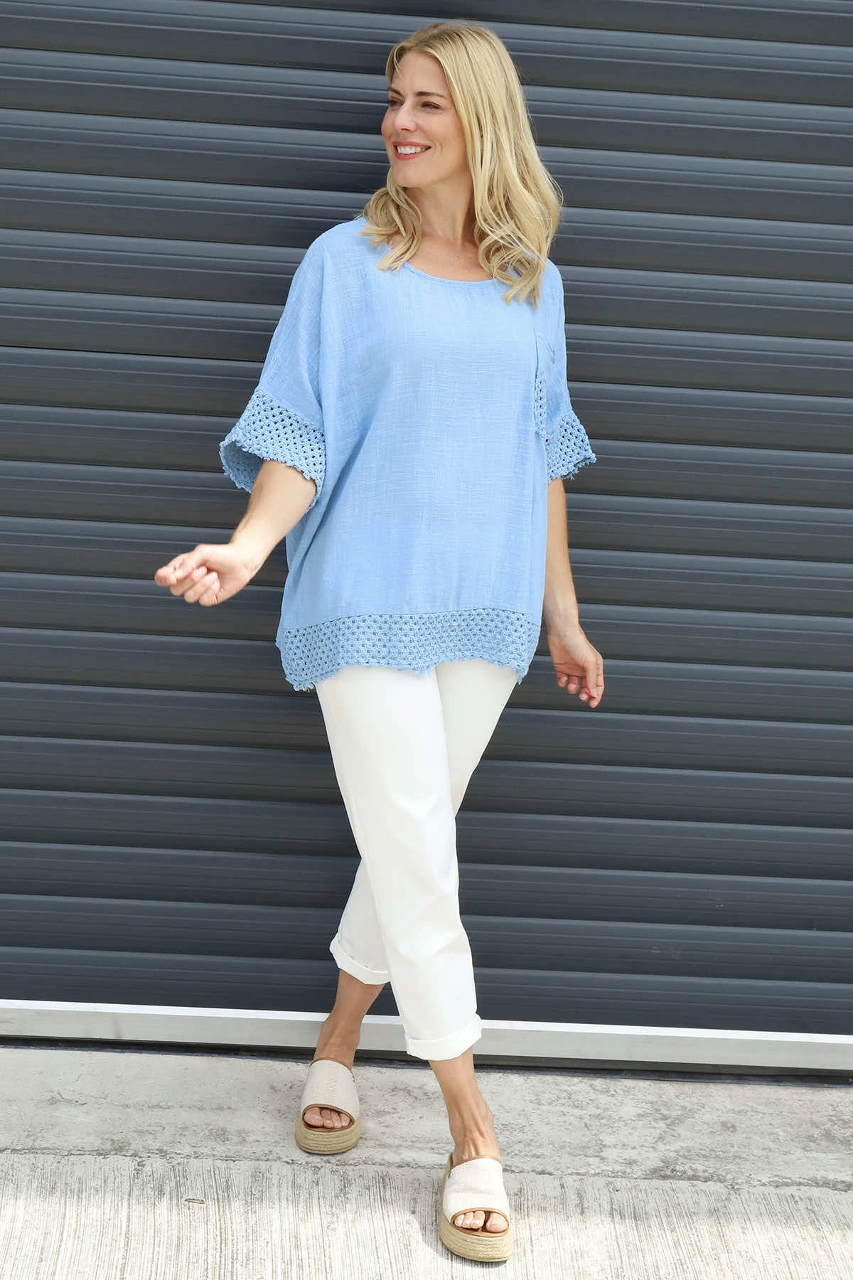 Livie Pocket Cotton Top Powder Blue 5 Livie Pocket Cotton Top Powder Blue - Image 3