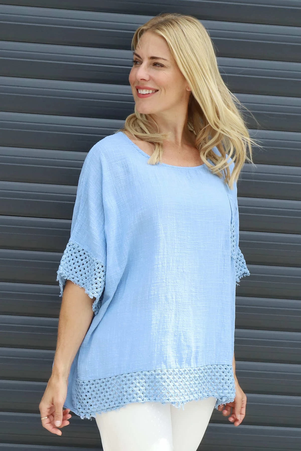 Livie Pocket Cotton Top Powder Blue 3 Livie Pocket Cotton Top Powder Blue