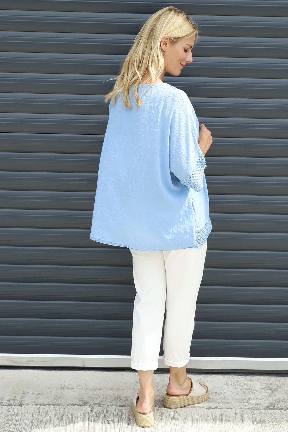 Livie Pocket Cotton Top Powder Blue 6 Livie Pocket Cotton Top Powder Blue - Image 4