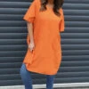 Grazia Flower Patch Linen Tunic Orange