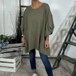 Bianca Cotton Top Khaki