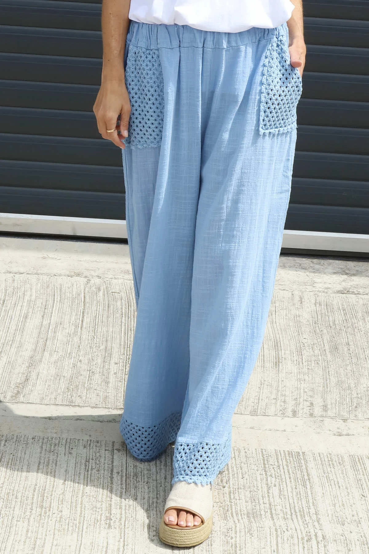 Elana Cotton Trousers Powder Blue 5 Elana Cotton Trousers Powder Blue - Image 3