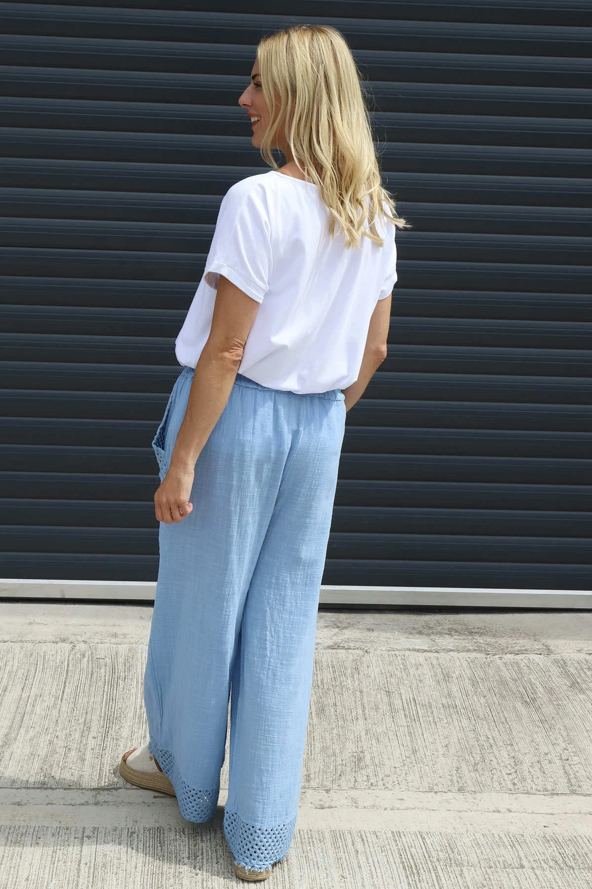 Elana Cotton Trousers Powder Blue 6 Elana Cotton Trousers Powder Blue - Image 4