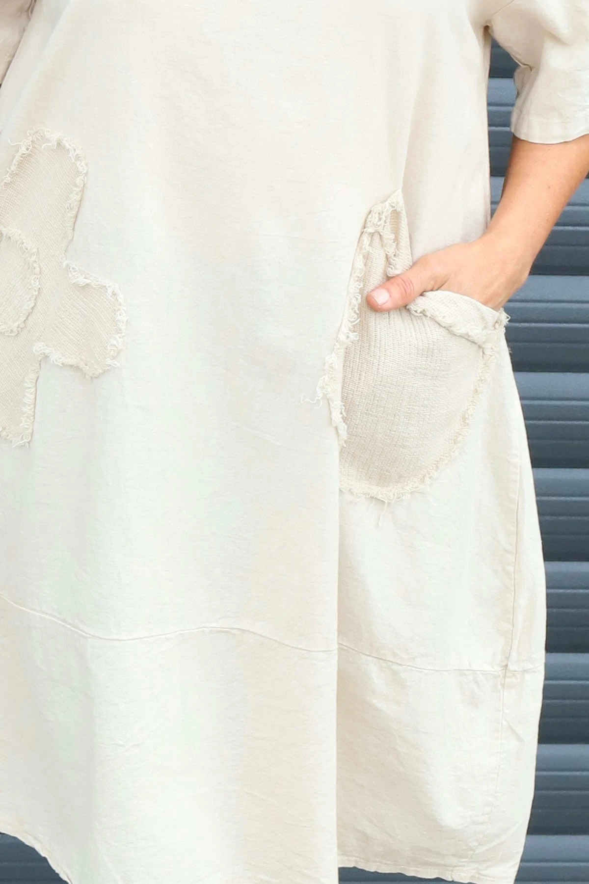 Grazia Flower Patch Linen Tunic Stone 5 Grazia Flower Patch Linen Tunic Stone - Image 3