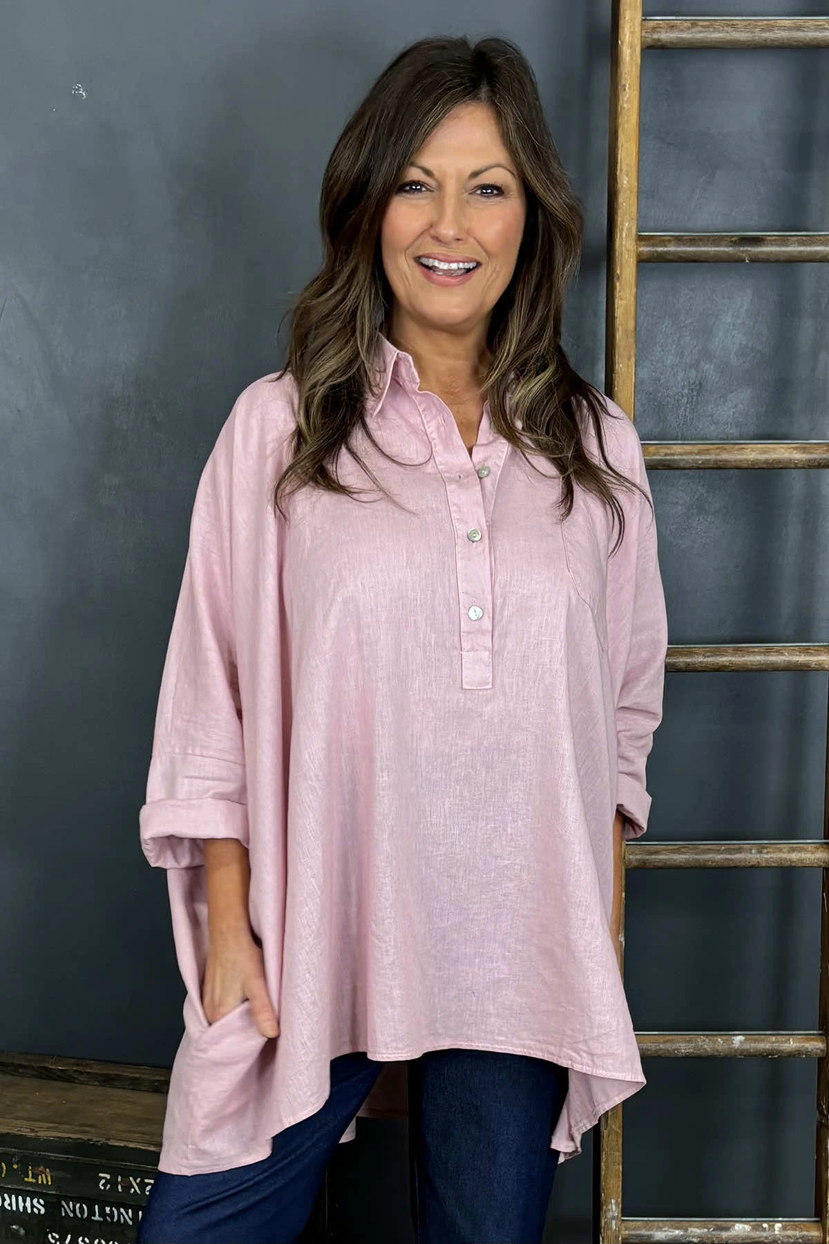 Par Linen Shirt Pink 5 Par Linen Shirt Pink - Image 3