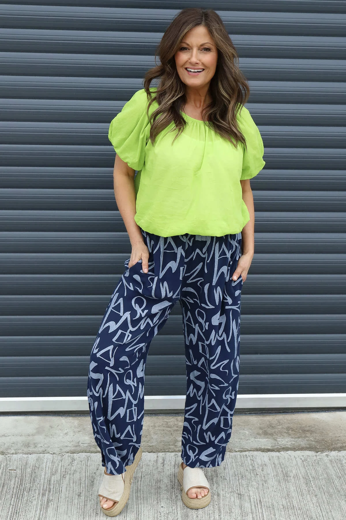 Nina Print Cotton Trousers Navy 3 Nina Print Cotton Trousers Navy