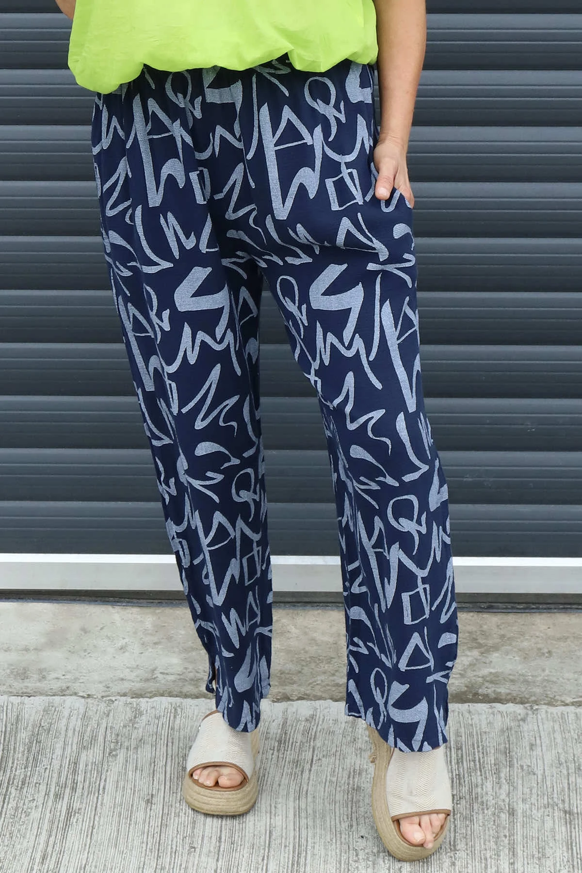 Nina Print Cotton Trousers Navy 4 Nina Print Cotton Trousers Navy - Image 2