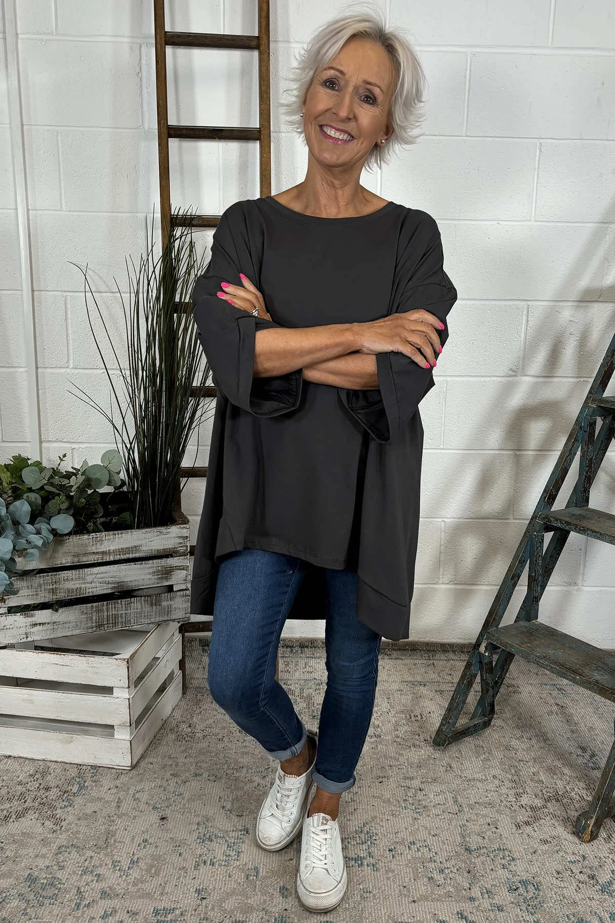 Bianca Cotton Top Charcoal 4 Bianca Cotton Top Charcoal - Image 2