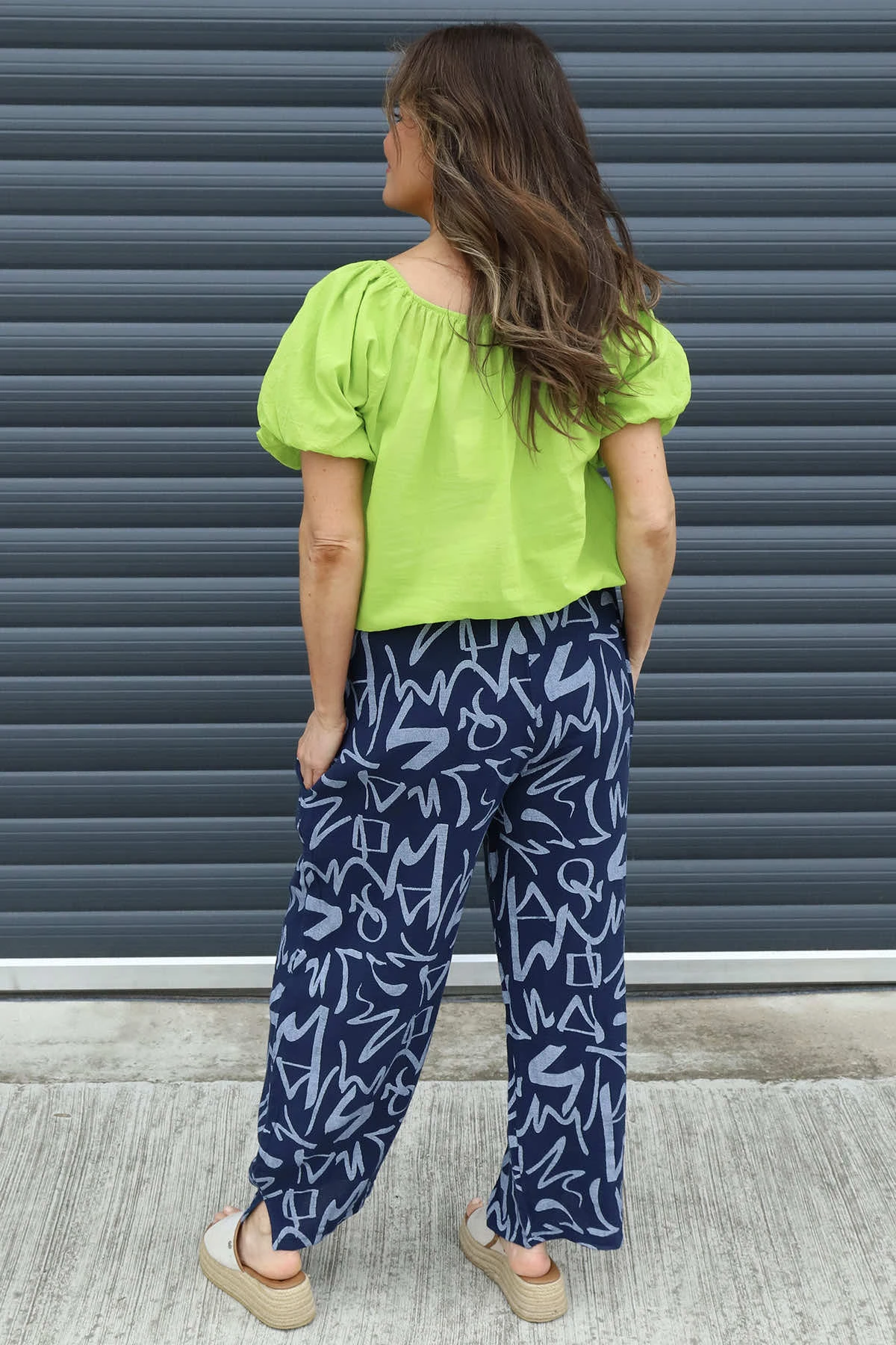 Nina Print Cotton Trousers Navy 6 Nina Print Cotton Trousers Navy - Image 4