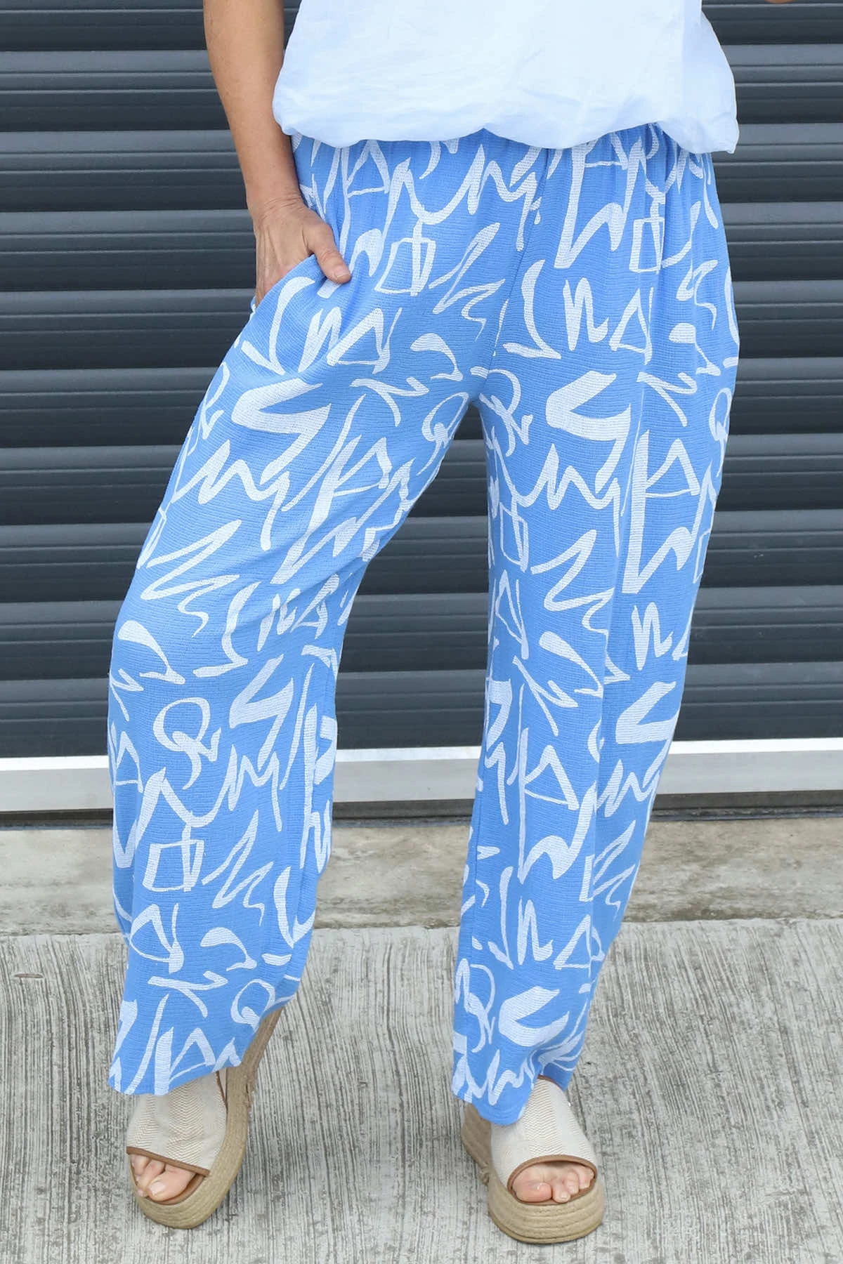 Nina Print Cotton Trousers Powder Blue 4 Nina Print Cotton Trousers Powder Blue - Image 2