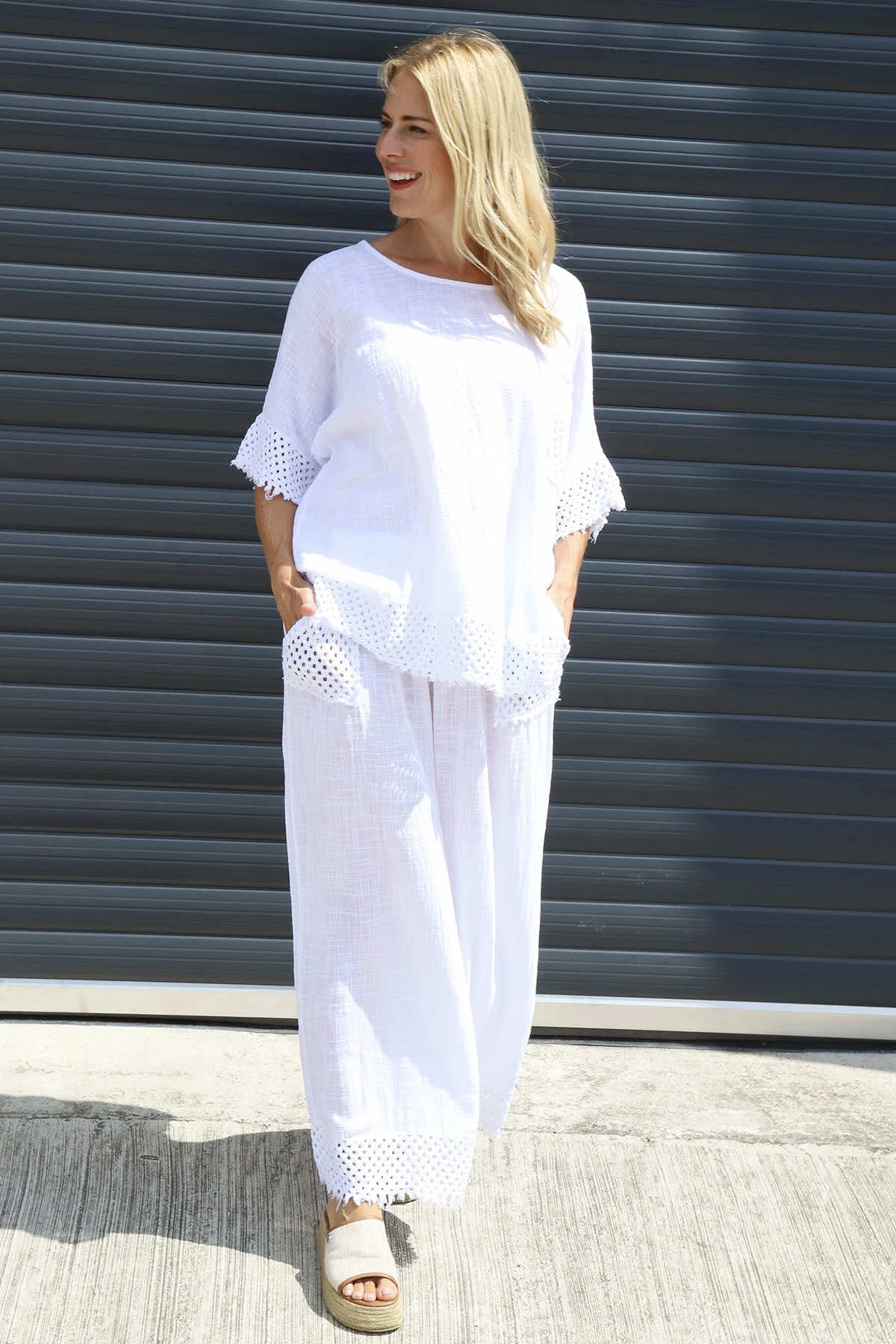 Elana Cotton Trousers White 4 Elana Cotton Trousers White - Image 2