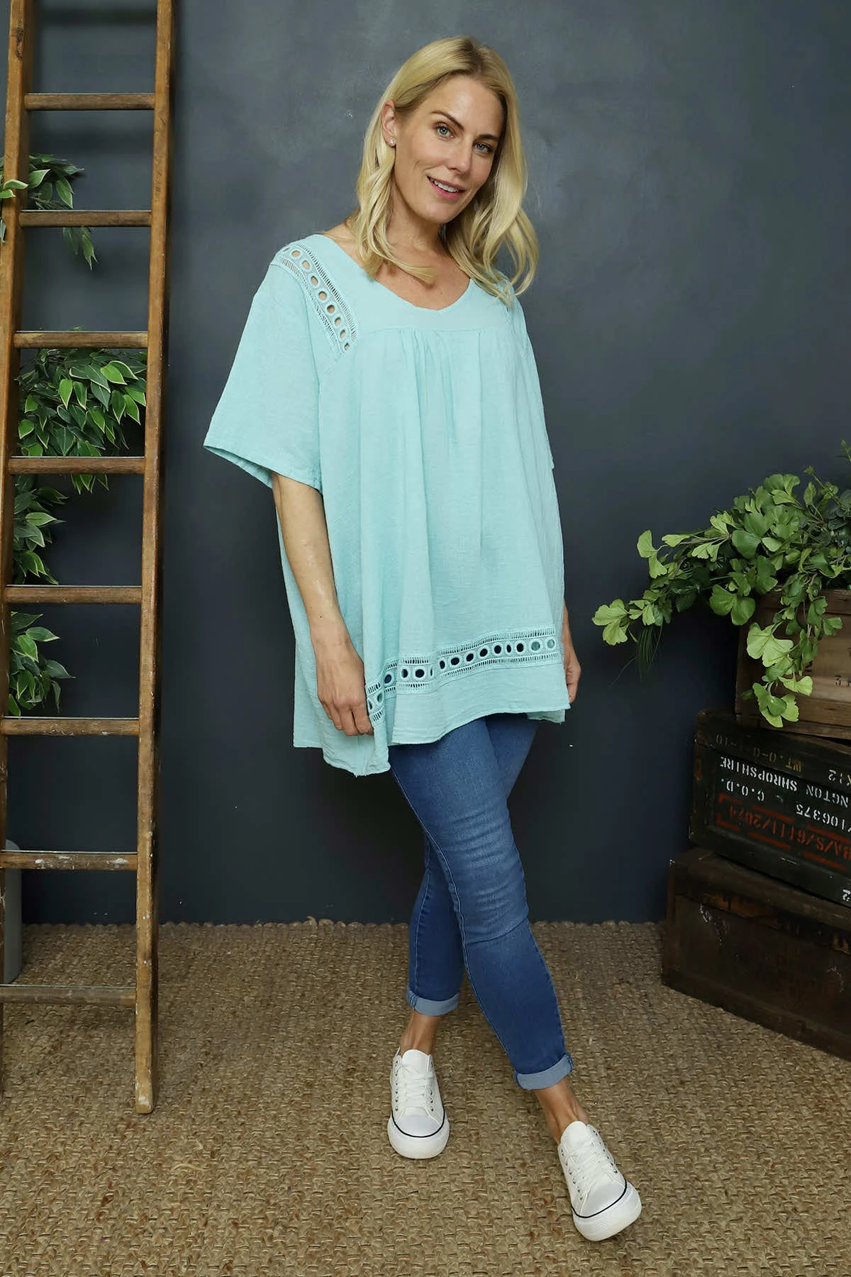 Katriel Embroidered Cotton Top Mint 3 Katriel Embroidered Cotton Top Mint