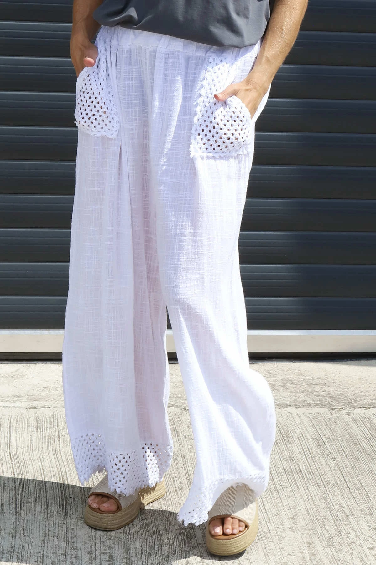 Elana Cotton Trousers White 5 Elana Cotton Trousers White - Image 3