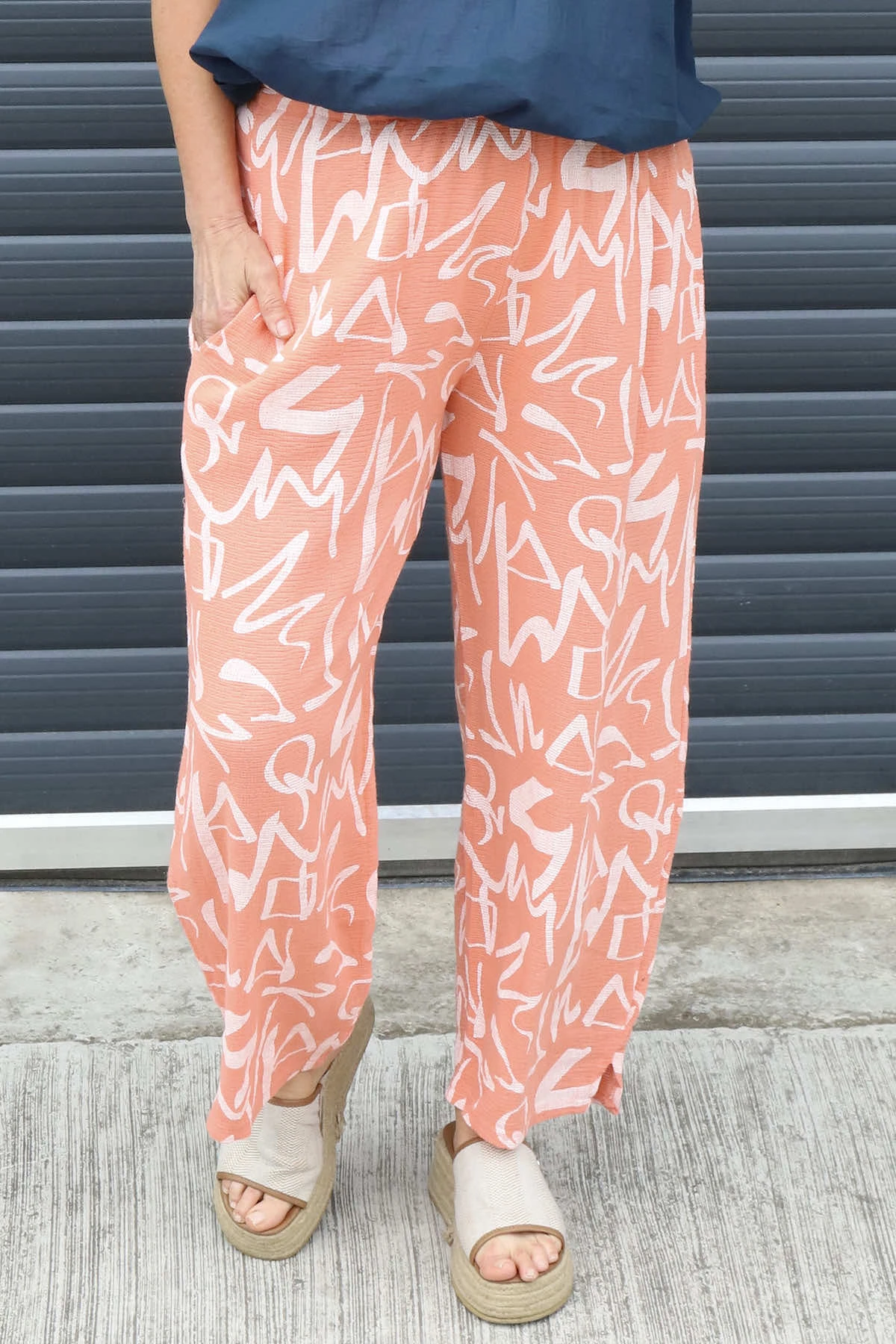 Nina Print Cotton Trousers Orange 5 Nina Print Cotton Trousers Orange - Image 3