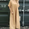 Ellerie V-Neck Linen Dress Camel -Kitandkaboodal Store IMG 4268 8989a8b0 ee7e 4398 9d4f a7d98a1a2142