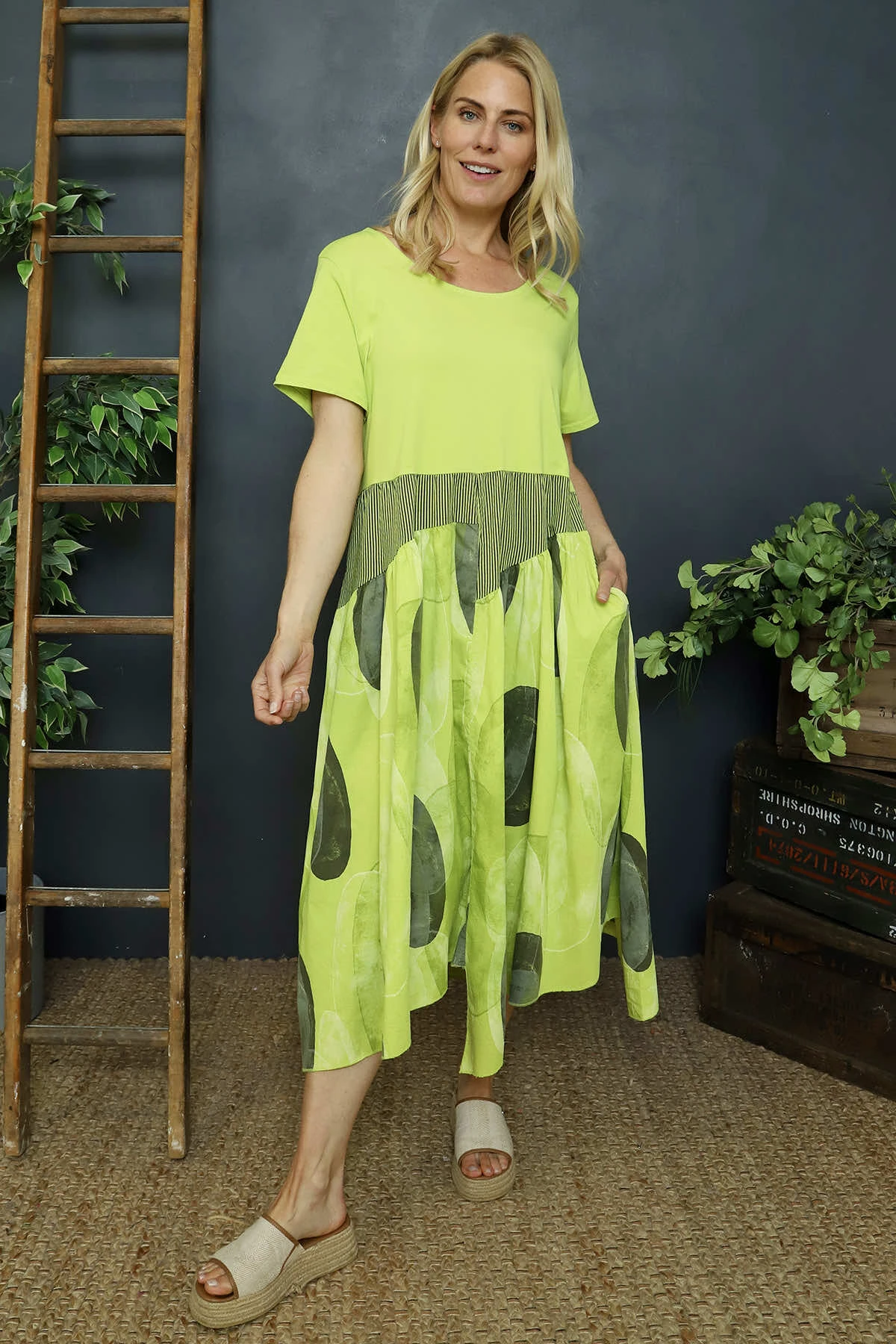 Hepworth Pebble Cotton Dress Lime 3 Hepworth Pebble Cotton Dress Lime