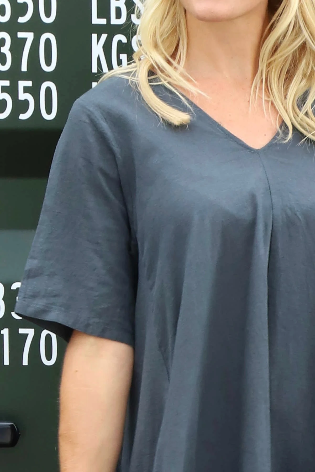 Ellerie V-Neck Linen Dress Charcoal 5 Ellerie V-Neck Linen Dress Charcoal - Image 3