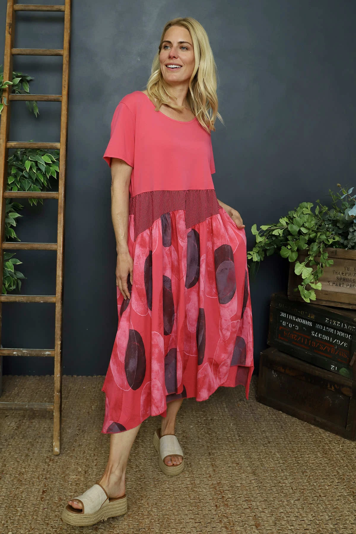 Hepworth Pebble Cotton Dress Fuchsia 3 Hepworth Pebble Cotton Dress Fuchsia