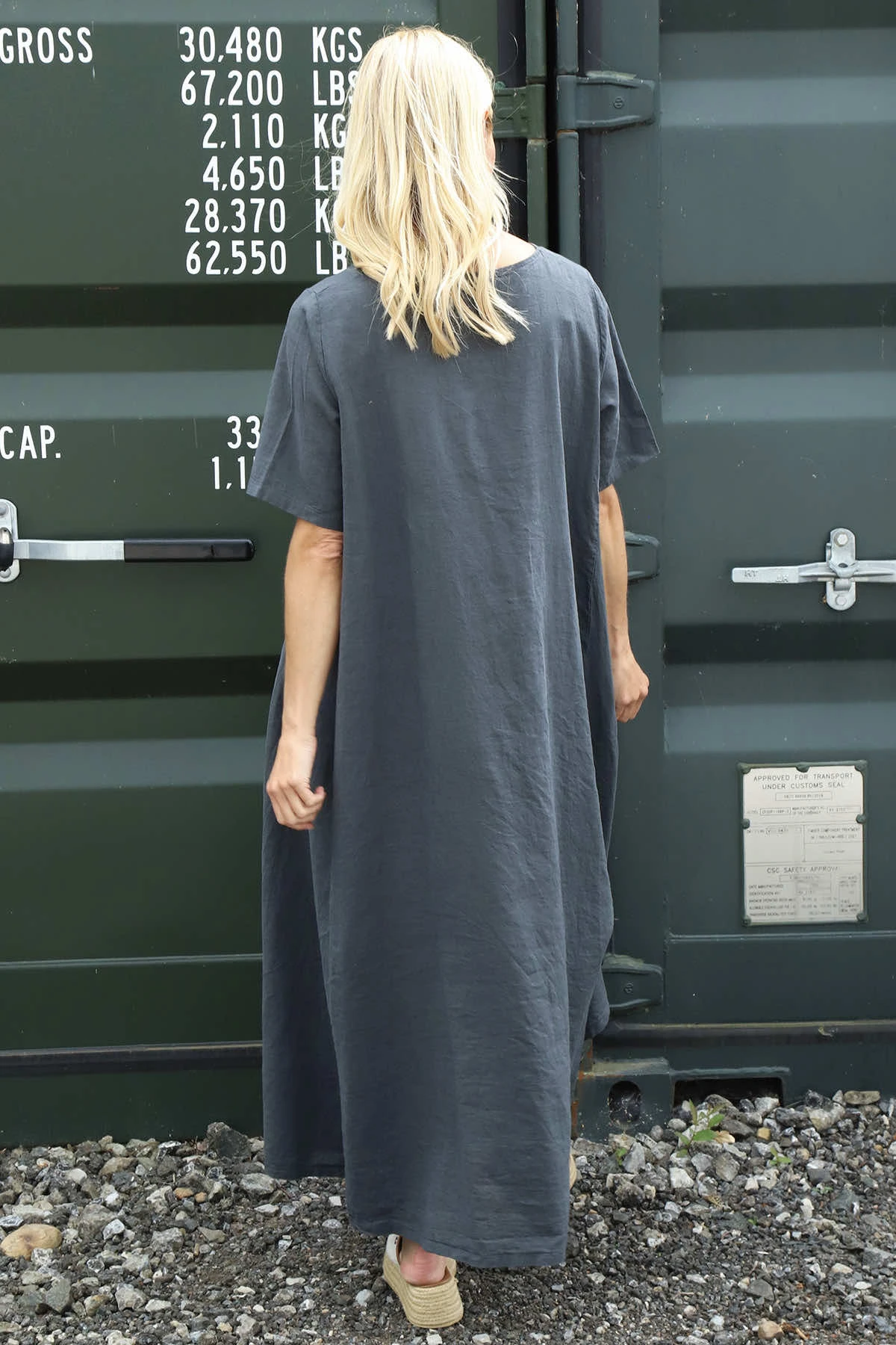 Ellerie V-Neck Linen Dress Charcoal 6 Ellerie V-Neck Linen Dress Charcoal - Image 4