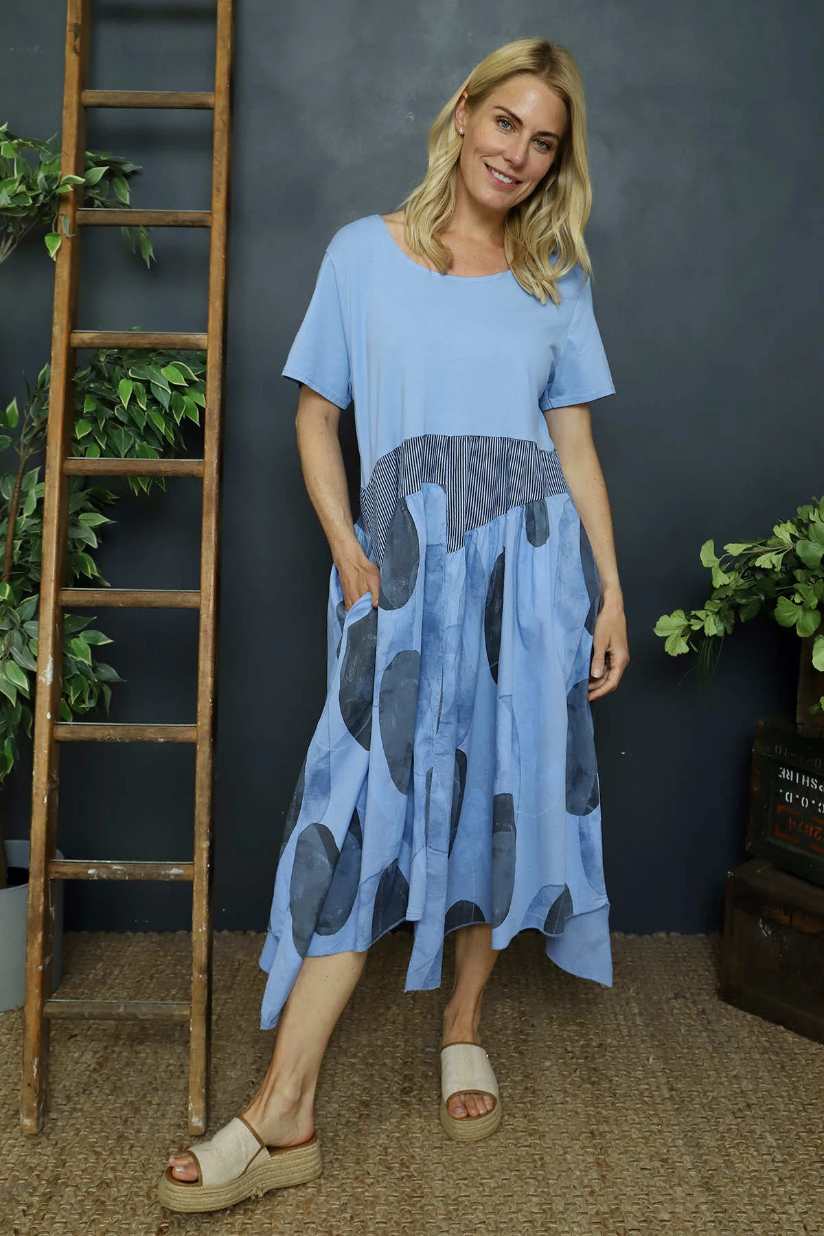 Hepworth Pebble Cotton Dress Powder Blue 3 Hepworth Pebble Cotton Dress Powder Blue