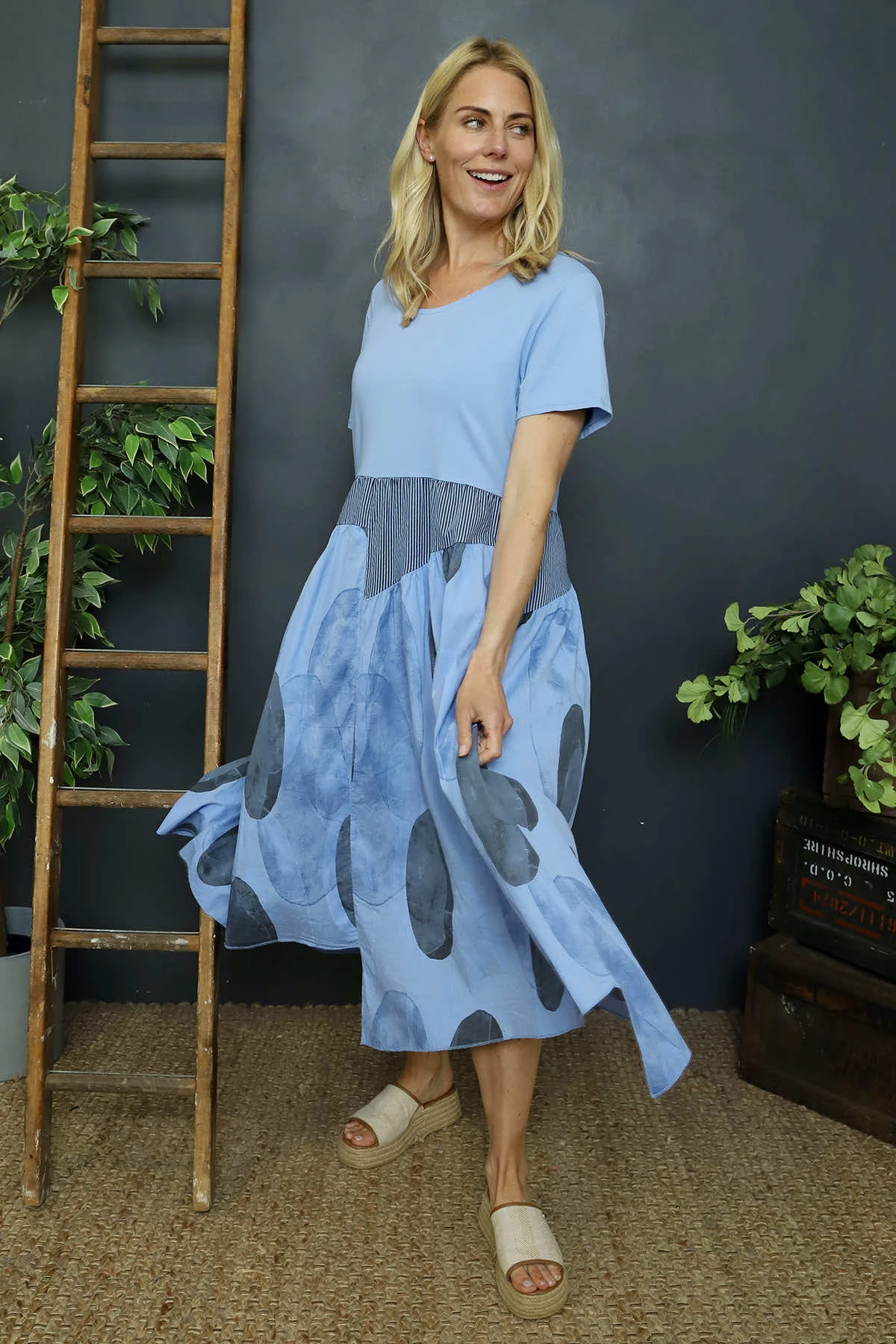 Hepworth Pebble Cotton Dress Powder Blue 4 Hepworth Pebble Cotton Dress Powder Blue - Image 2