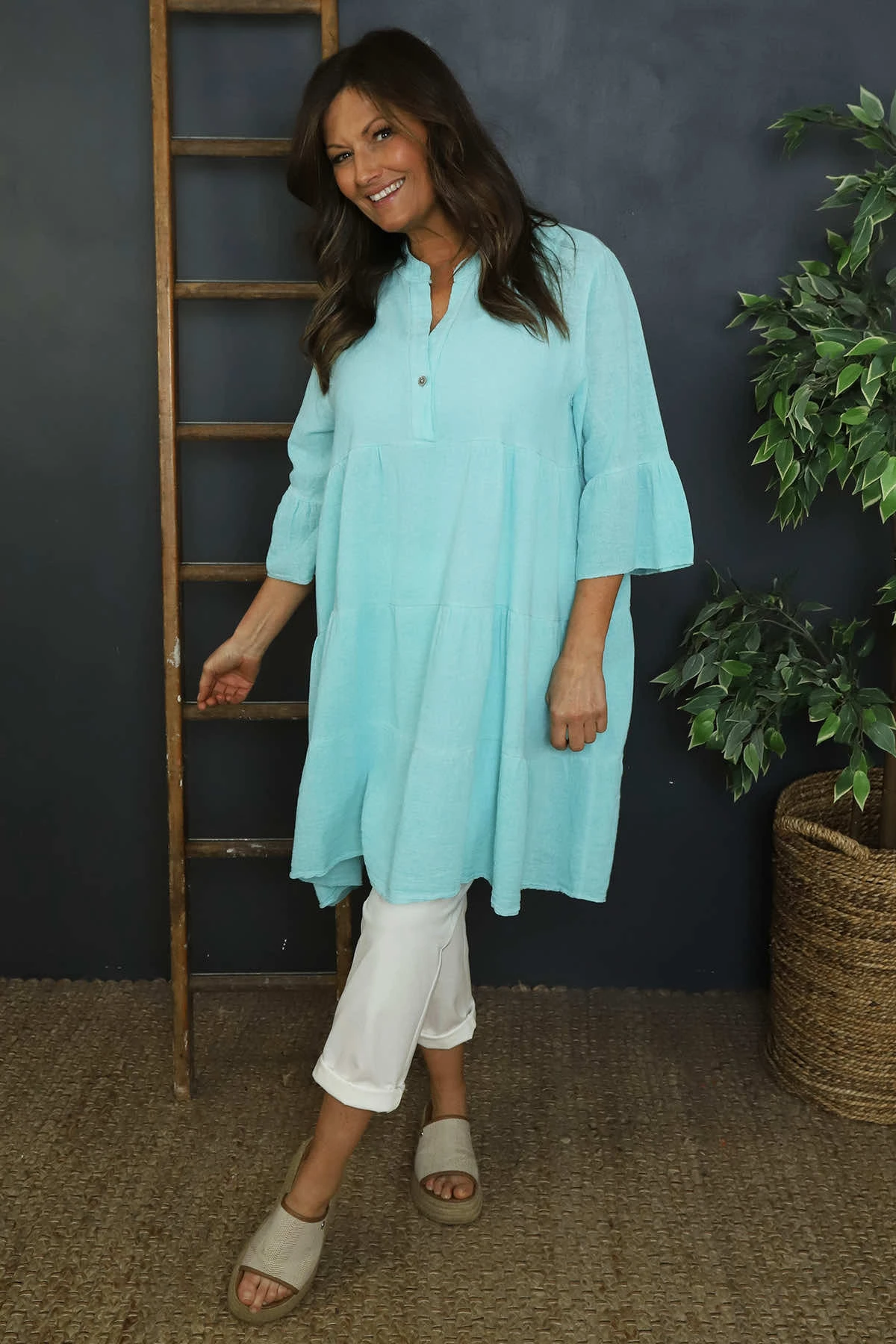 Imelda Tiered Cotton Tunic Mint 3 Imelda Tiered Cotton Tunic Mint