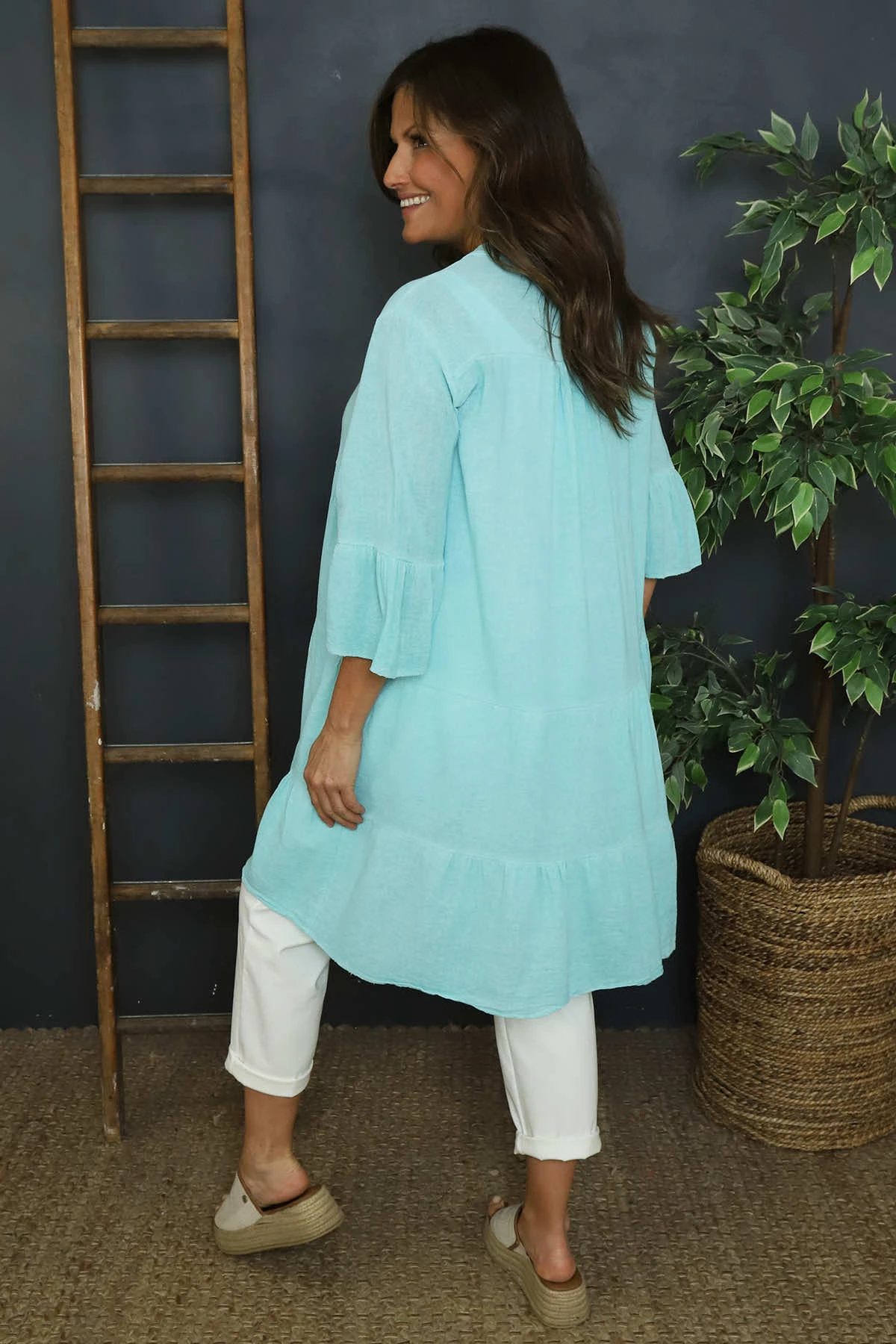 Imelda Tiered Cotton Tunic Mint 6 Imelda Tiered Cotton Tunic Mint - Image 4