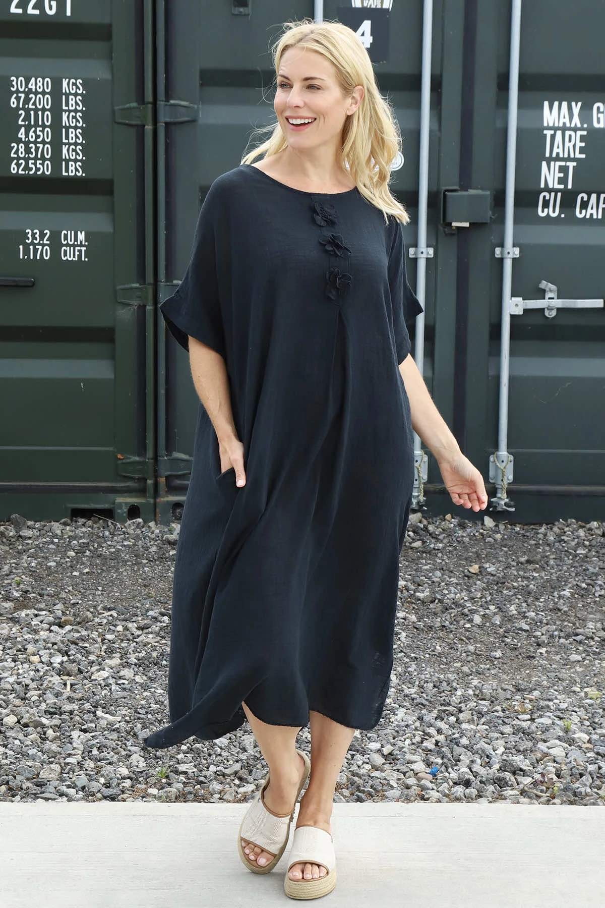 Idella Flower Cotton Dress Black 4 Idella Flower Cotton Dress Black - Image 2