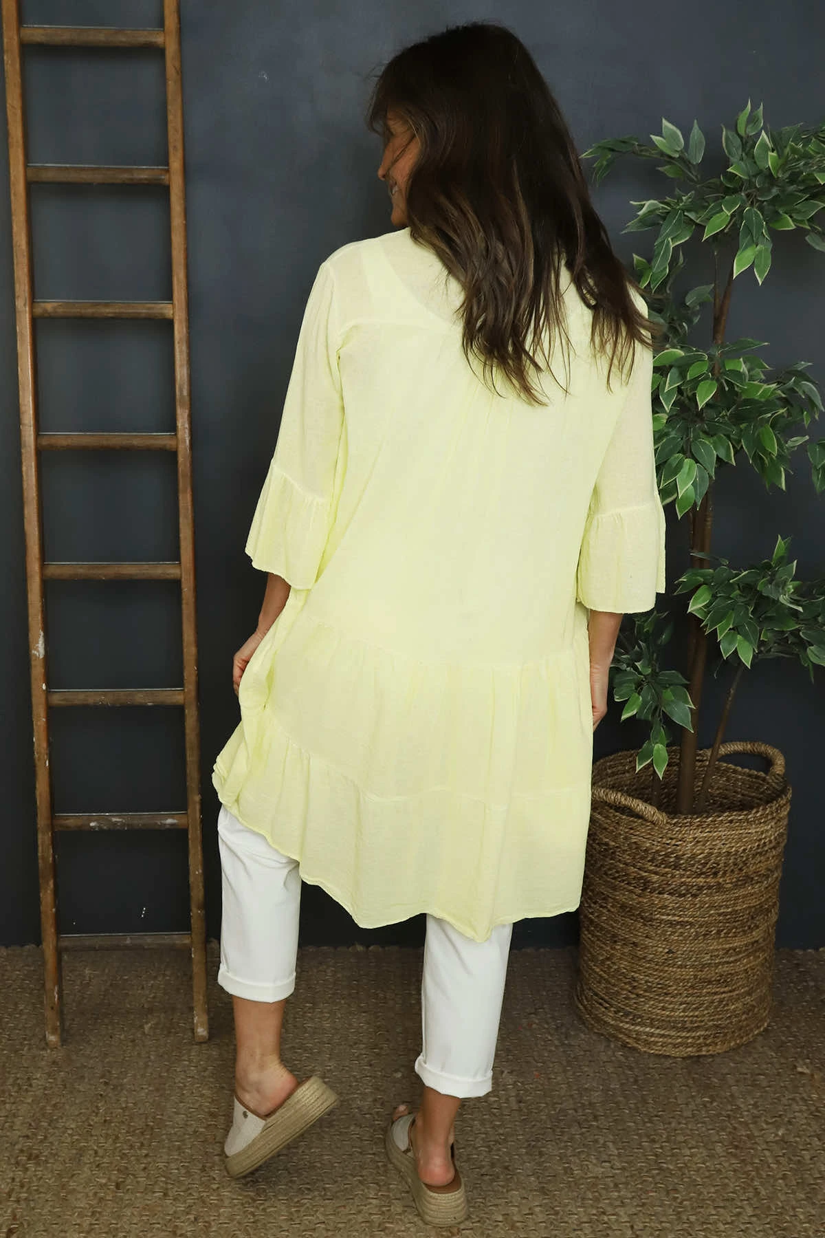Imelda Tiered Cotton Tunic Yellow 6 Imelda Tiered Cotton Tunic Yellow - Image 4