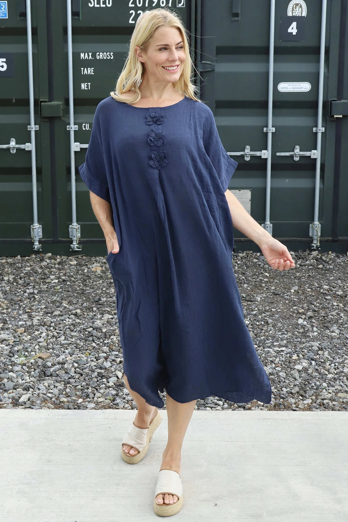 Idella Flower Cotton Dress Navy 3 Idella Flower Cotton Dress Navy