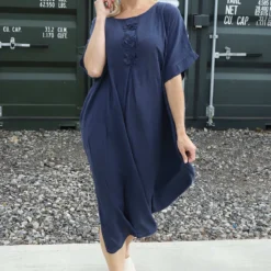 Idella Flower Cotton Dress Navy 8 Idella Flower Cotton Dress Navy -Kitandkaboodal Store IMG 4432 3a4c38b4 029f 4cff 9328 7c767cab6058