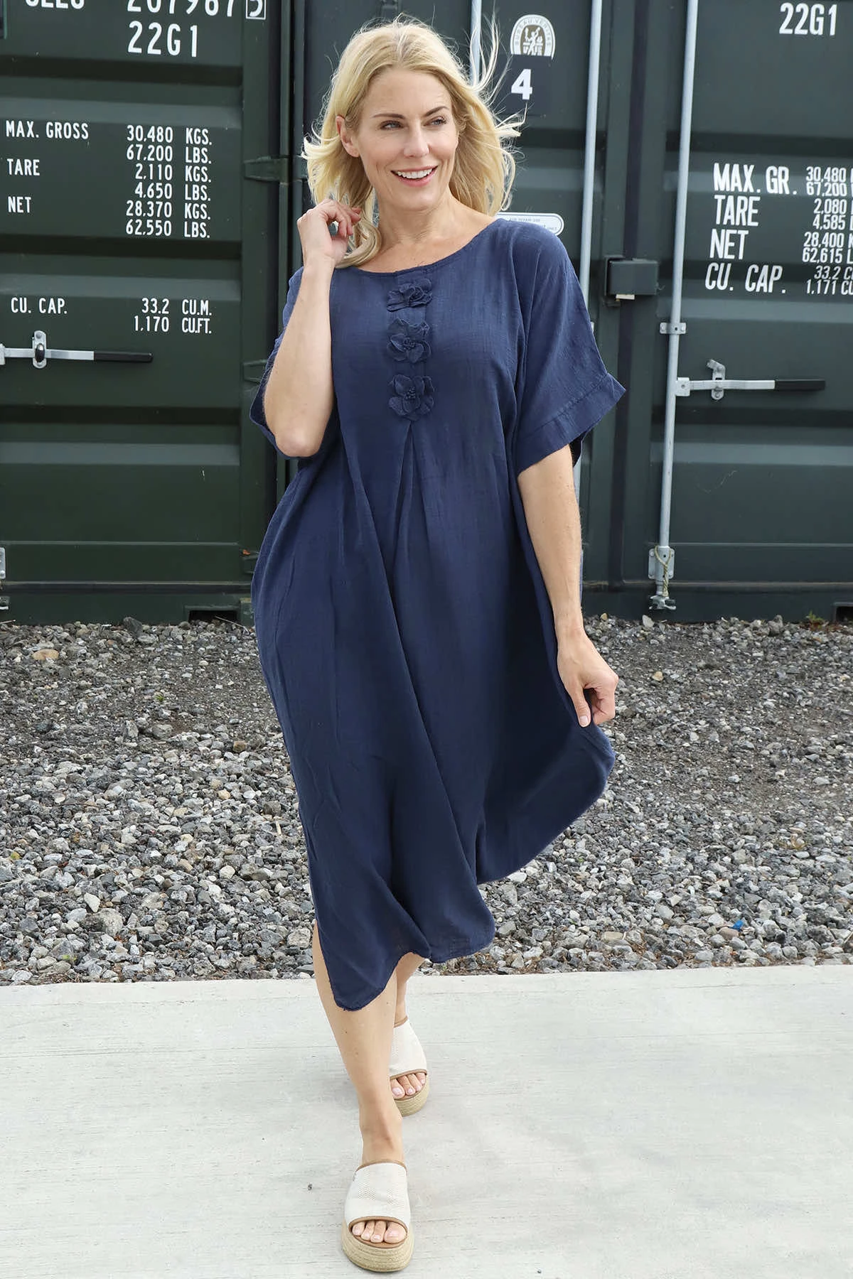 Idella Flower Cotton Dress Navy 5 Idella Flower Cotton Dress Navy - Image 3