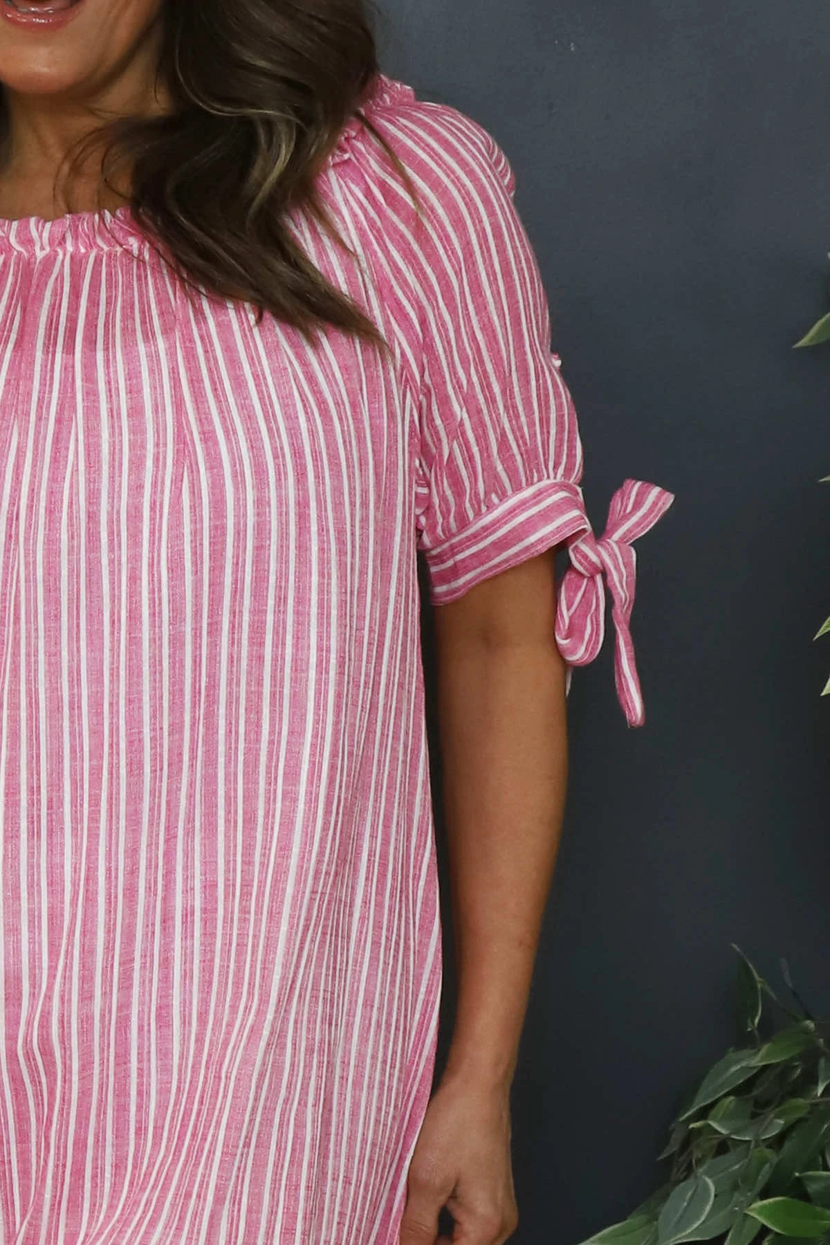 Palmina Stripe Cotton Dress Fuchsia 5 Palmina Stripe Cotton Dress Fuchsia - Image 3