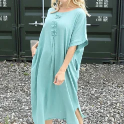 Idella Flower Cotton Dress Sage Green