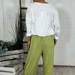 Jacinda Stripe Cotton Trousers Olive -Kitandkaboodal Store IMG 4451 74cd6a41 de27 4147 91b3 f1b38c2d57aa