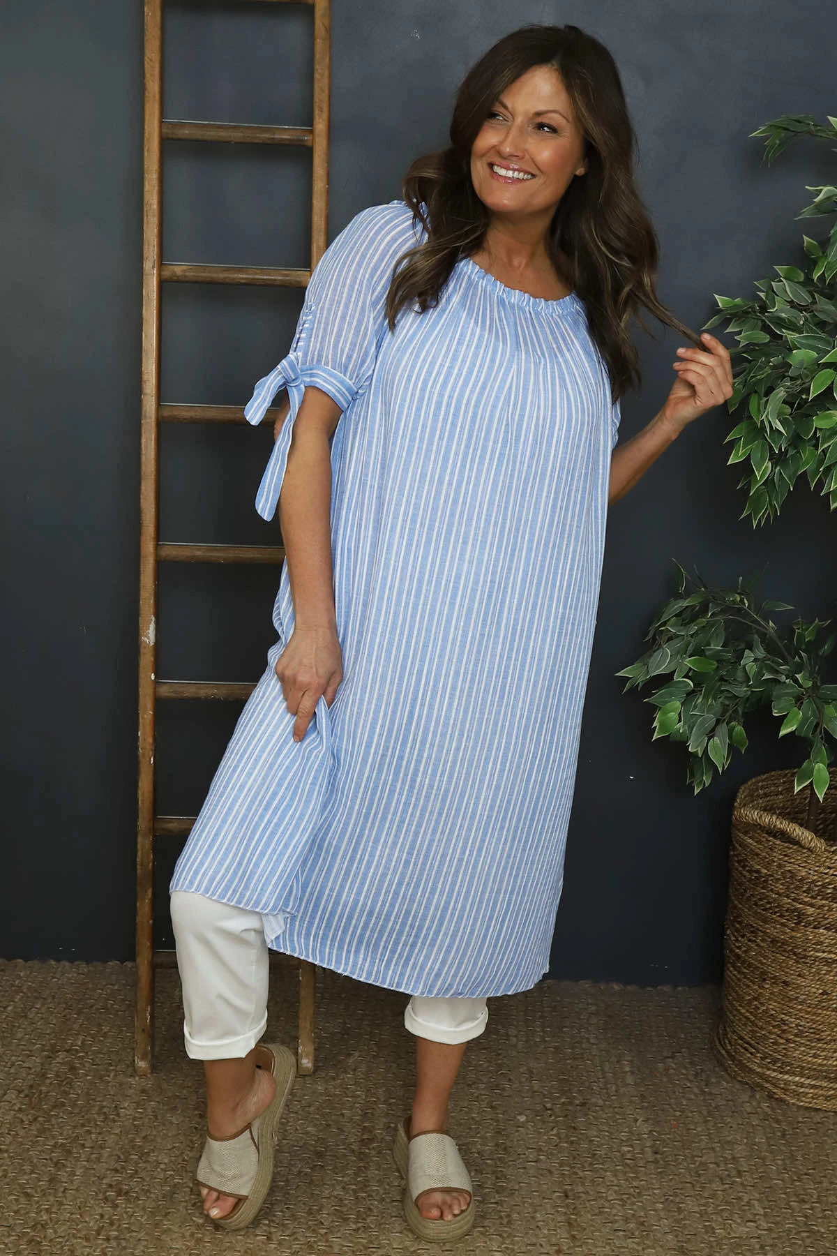 Palmina Stripe Cotton Dress Powder Blue 3 Palmina Stripe Cotton Dress Powder Blue