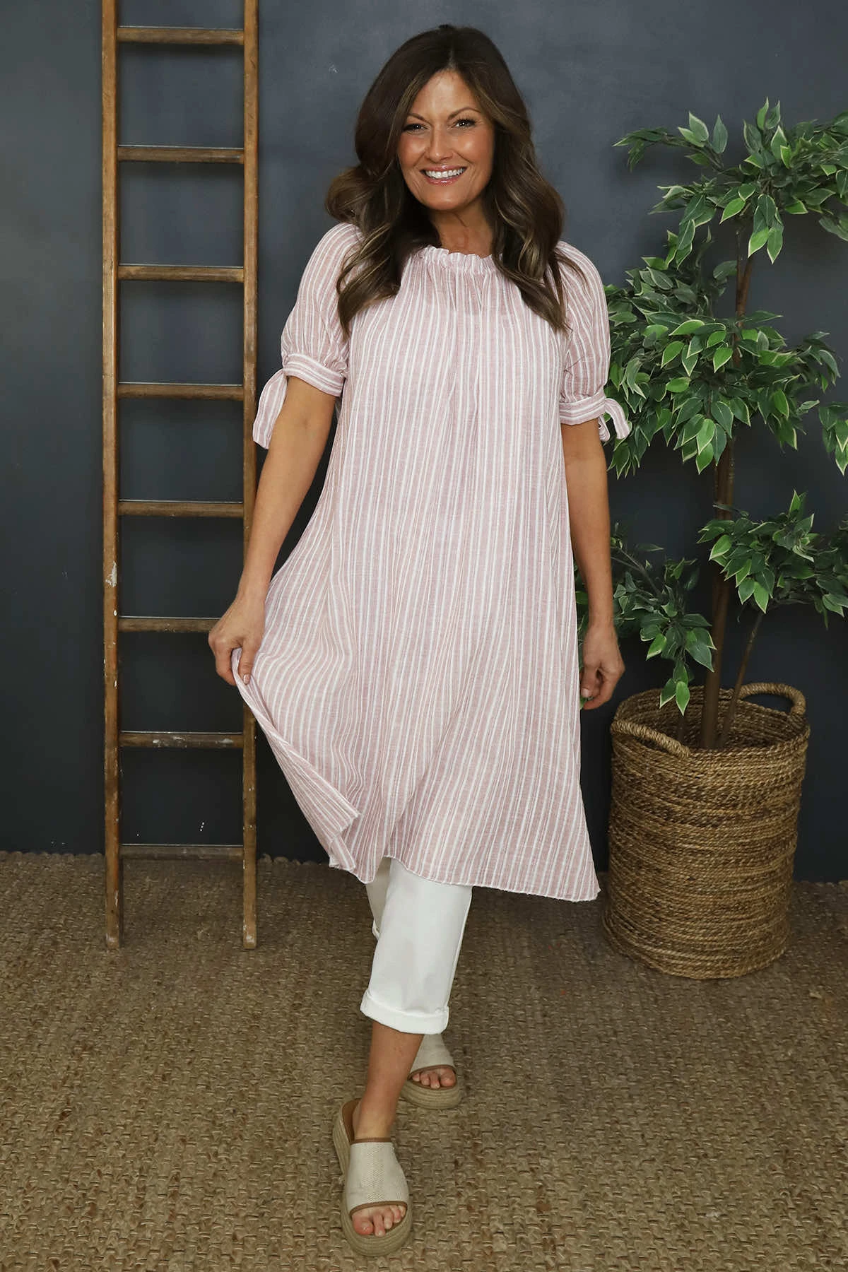 Palmina Stripe Cotton Dress Pink 3 Palmina Stripe Cotton Dress Pink