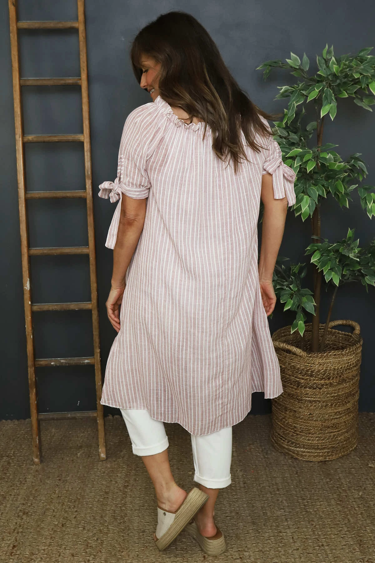 Palmina Stripe Cotton Dress Pink 6 Palmina Stripe Cotton Dress Pink - Image 4