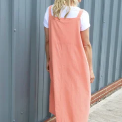 Adina Linen Pinafore Dress Orange 9 Adina Linen Pinafore Dress Orange -Kitandkaboodal Store IMG 4487 b491480f 4b3c 4505 a0a5 a861c0097a5f