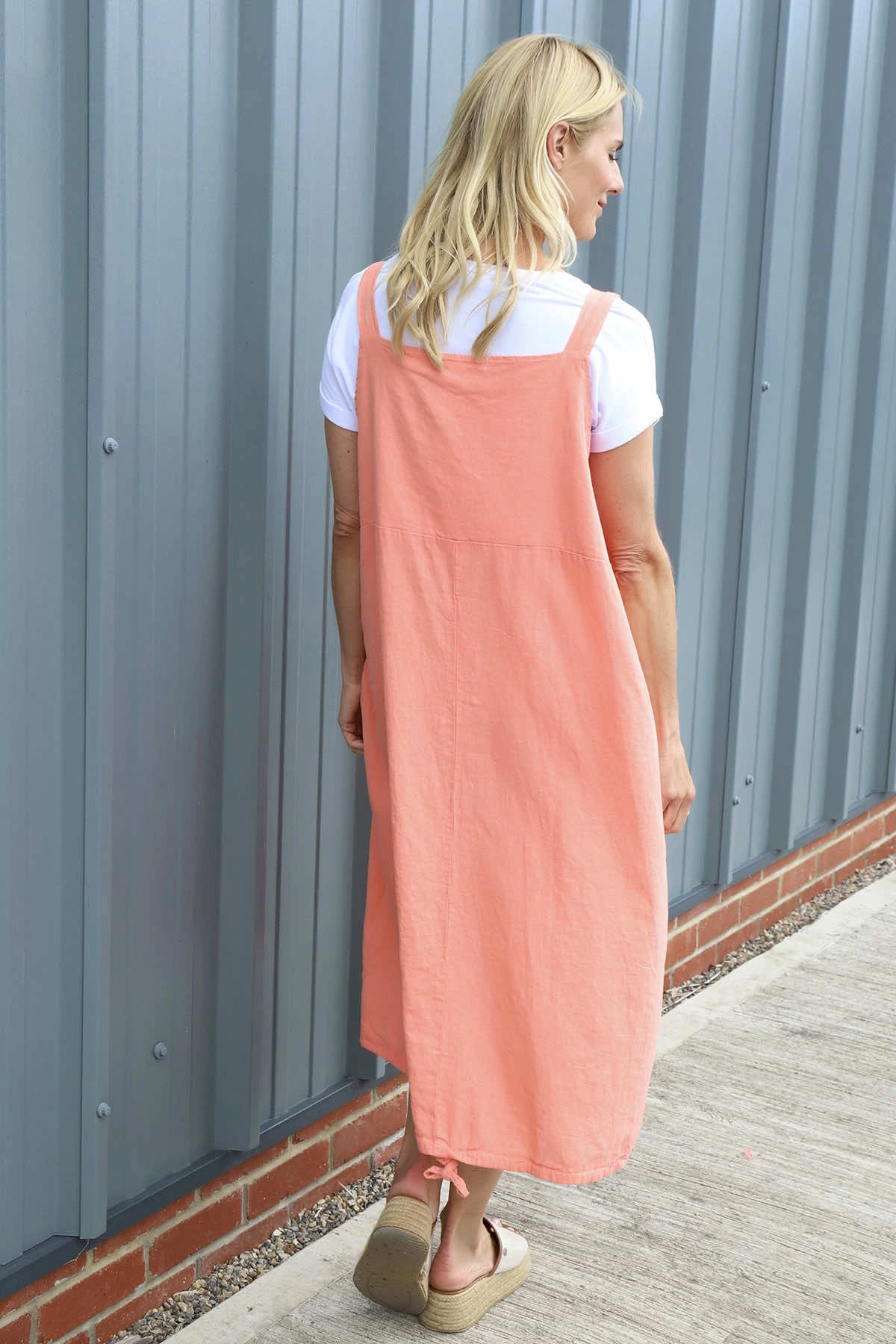 Adina Linen Pinafore Dress Orange 6 Adina Linen Pinafore Dress Orange - Image 4